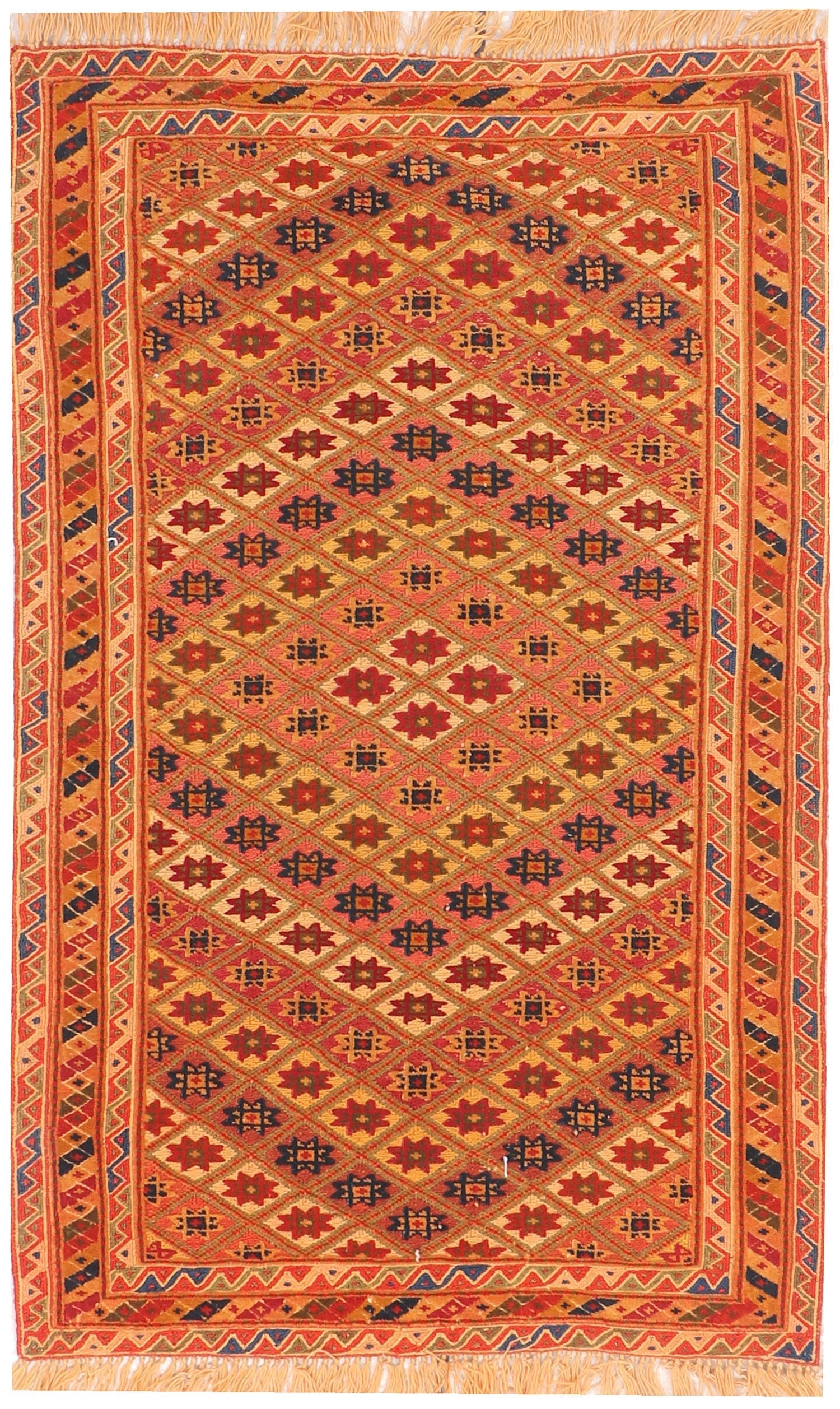 2' 6" x 4' Multy Handmade Nakhunak Afghan Rug Rectangular