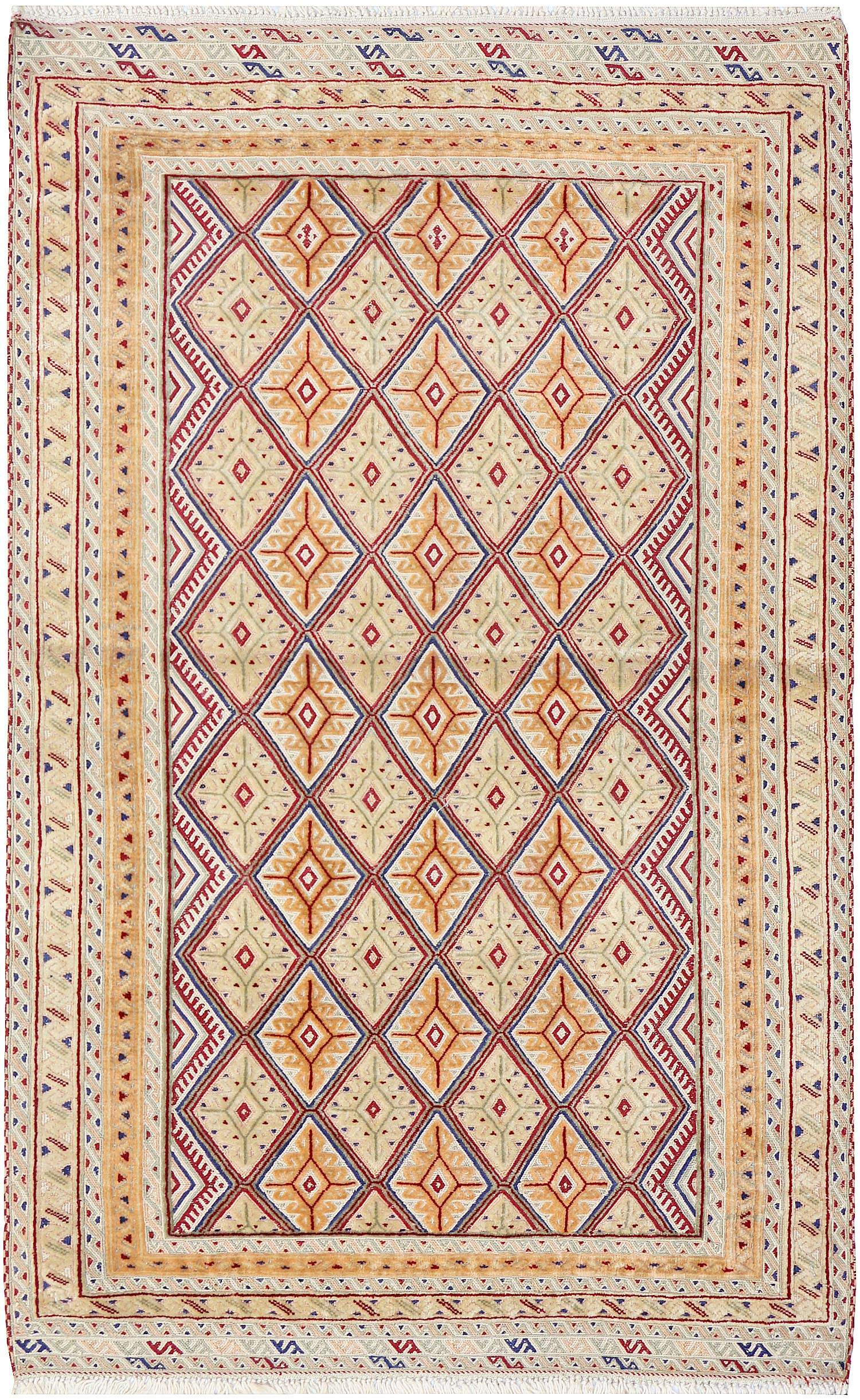 3' X 4' L.brown Handmade Nakhunak Afghan Rug Rectangular