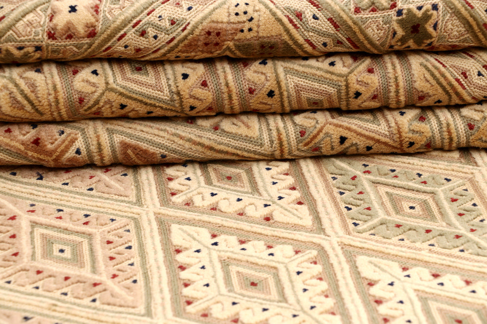 4' 6" x 6' 6 Ivory Handmade Nakhunak Afghan Rug Rectangular
