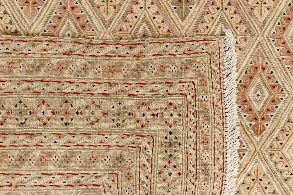 4' 6" x 6' 6 Ivory Handmade Nakhunak Afghan Rug Rectangular