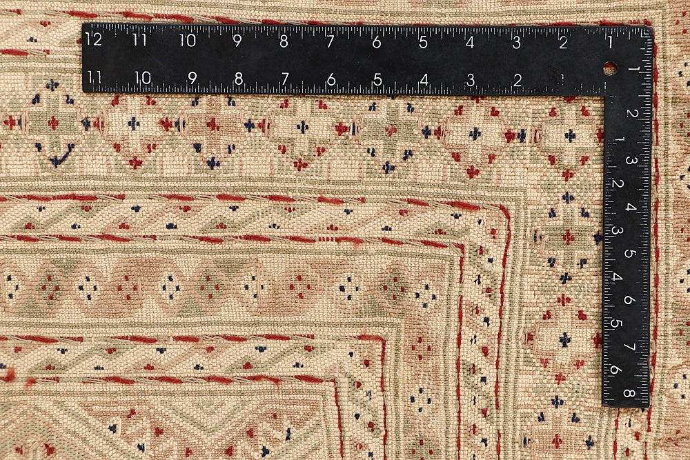4' 6" x 6' 6 Ivory Handmade Nakhunak Afghan Rug Rectangular