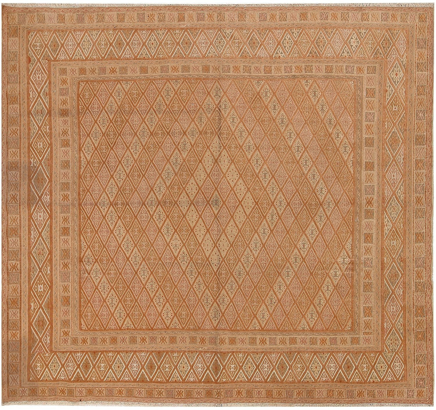 6' 6" X 6' 6" Ivory Handmade Nakhunak Afghan Rug Square
