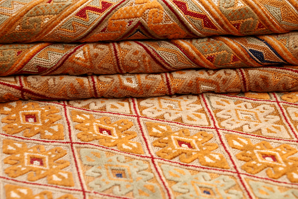 6' 6"X 10' Orange Handmade Nakhunak Afghan Rug Rectangular