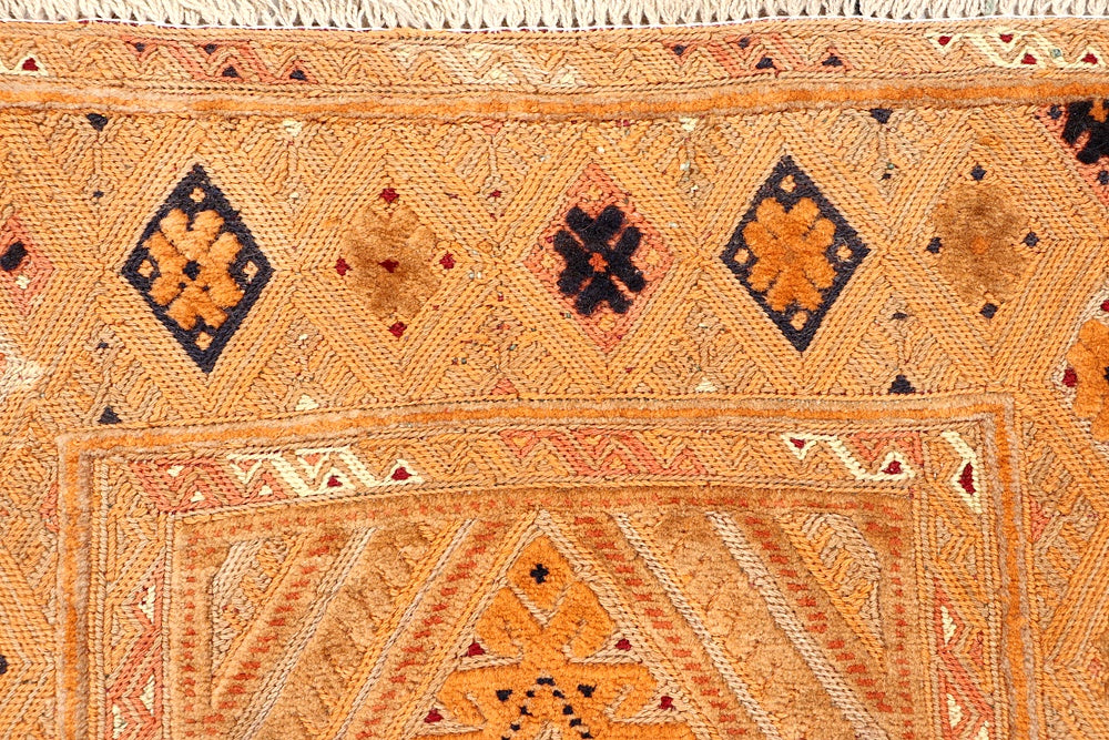2' 6" x 6' Orange Handmade Nakhunak Afghan Rug Runner
