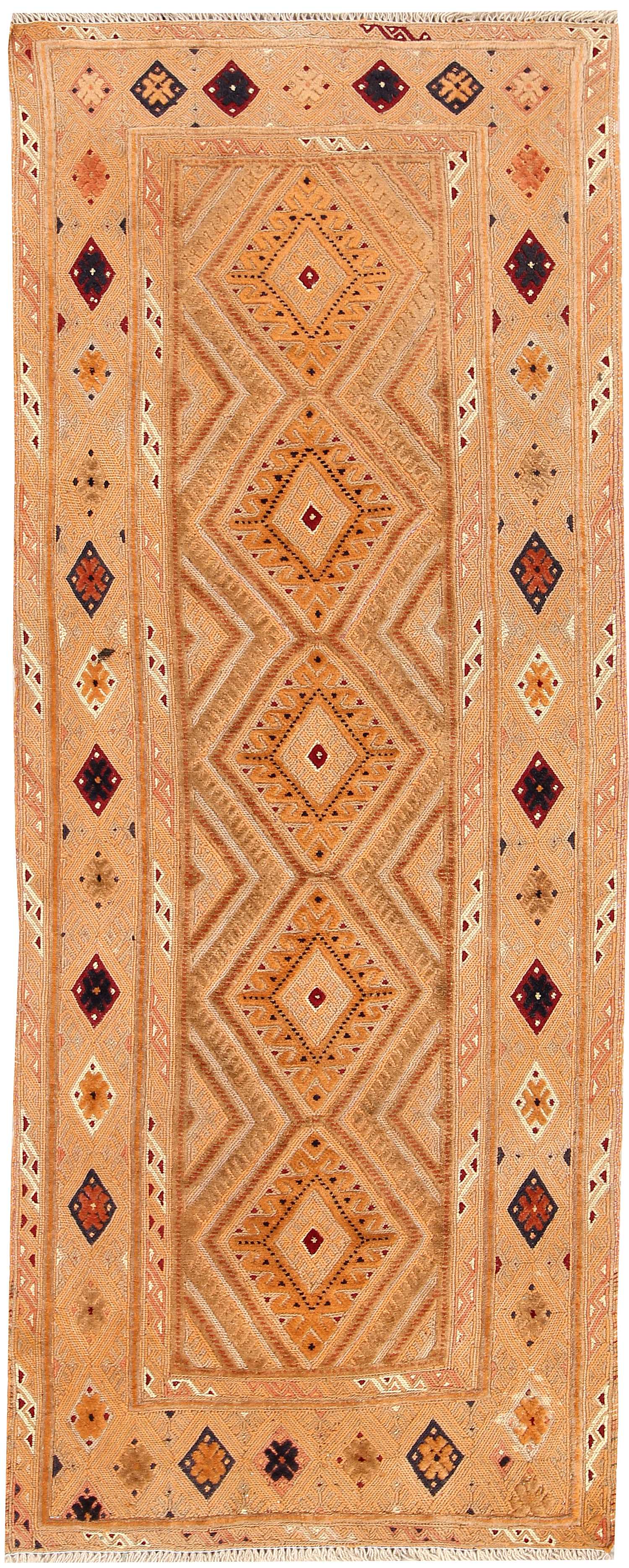 2' 6" x 6' Orange Handmade Nakhunak Afghan Rug Runner