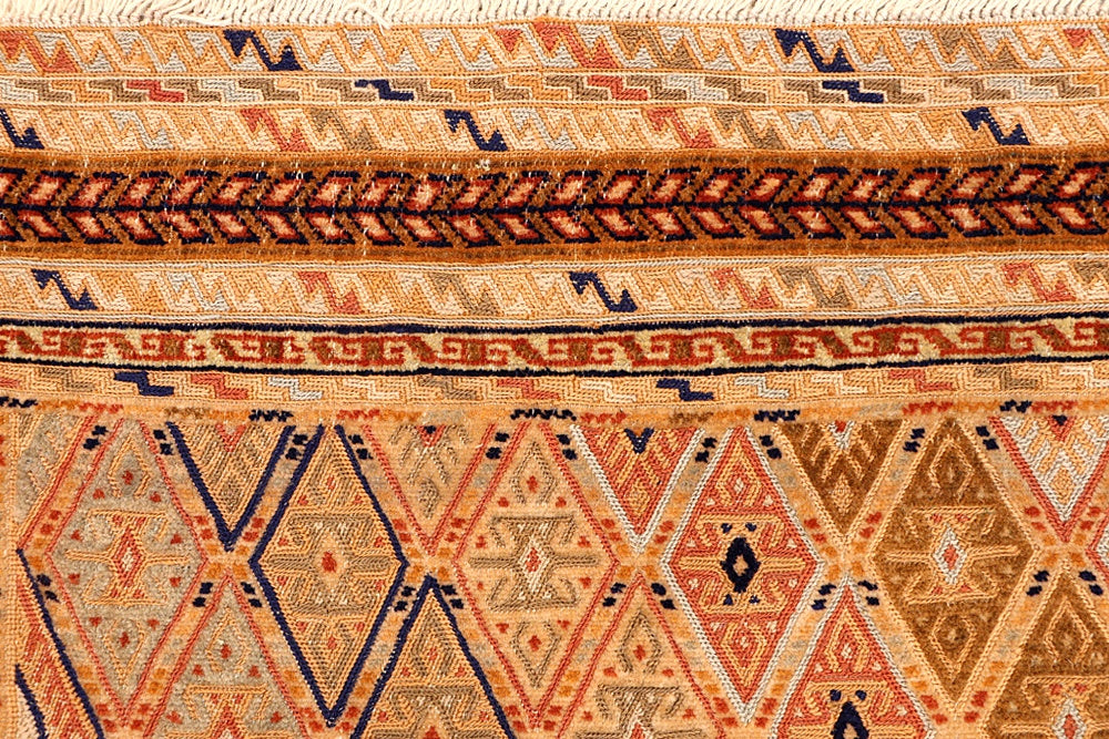 2' 6" X 9' Orange Handmade Nakhunak Afghan Rug Runner