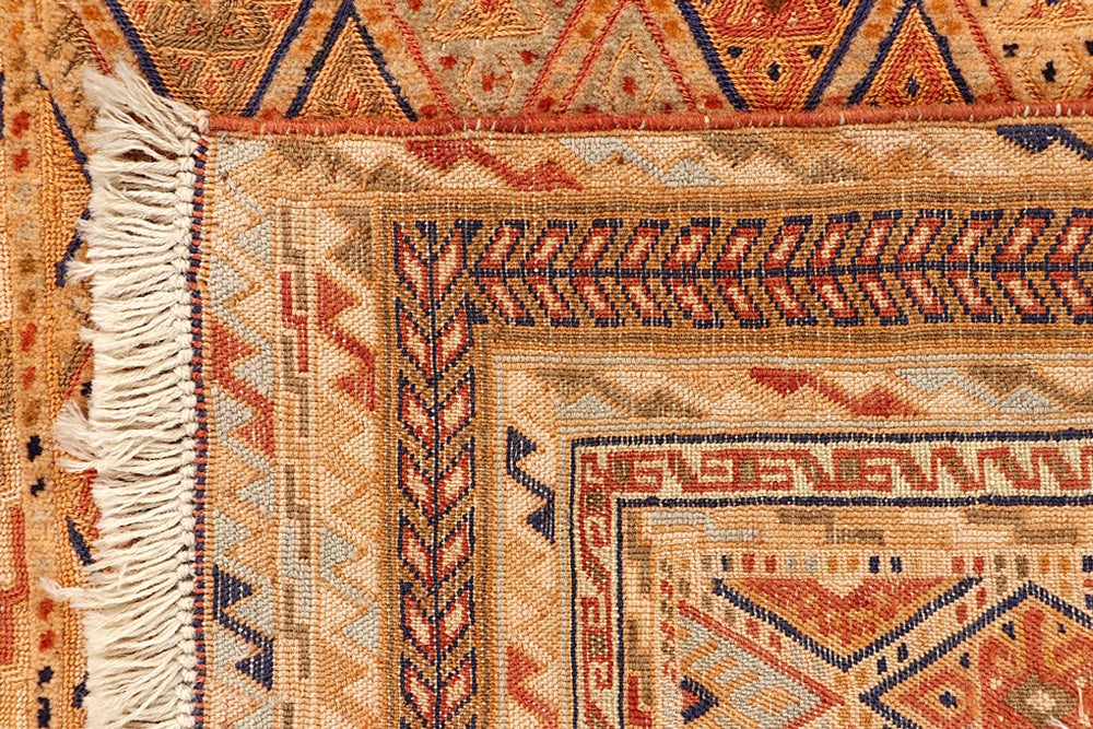 2' 6" X 9' Orange Handmade Nakhunak Afghan Rug Runner