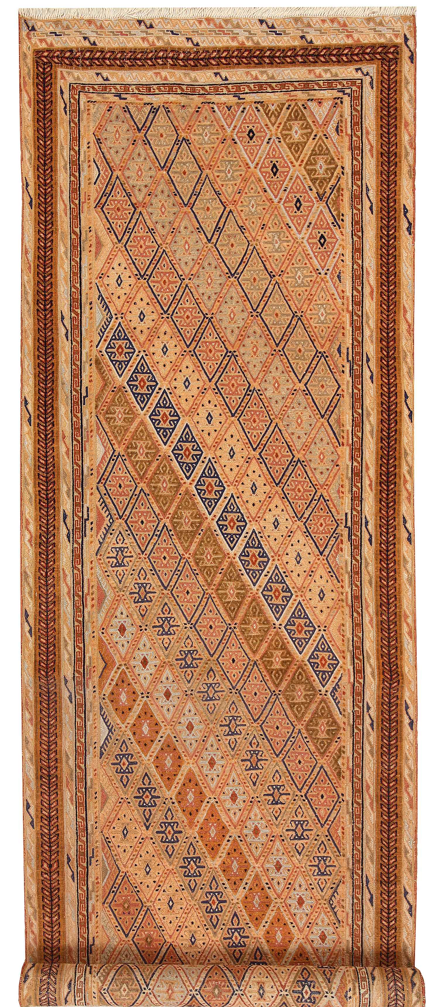 2' 6" X 9' Orange Handmade Nakhunak Afghan Rug Runner