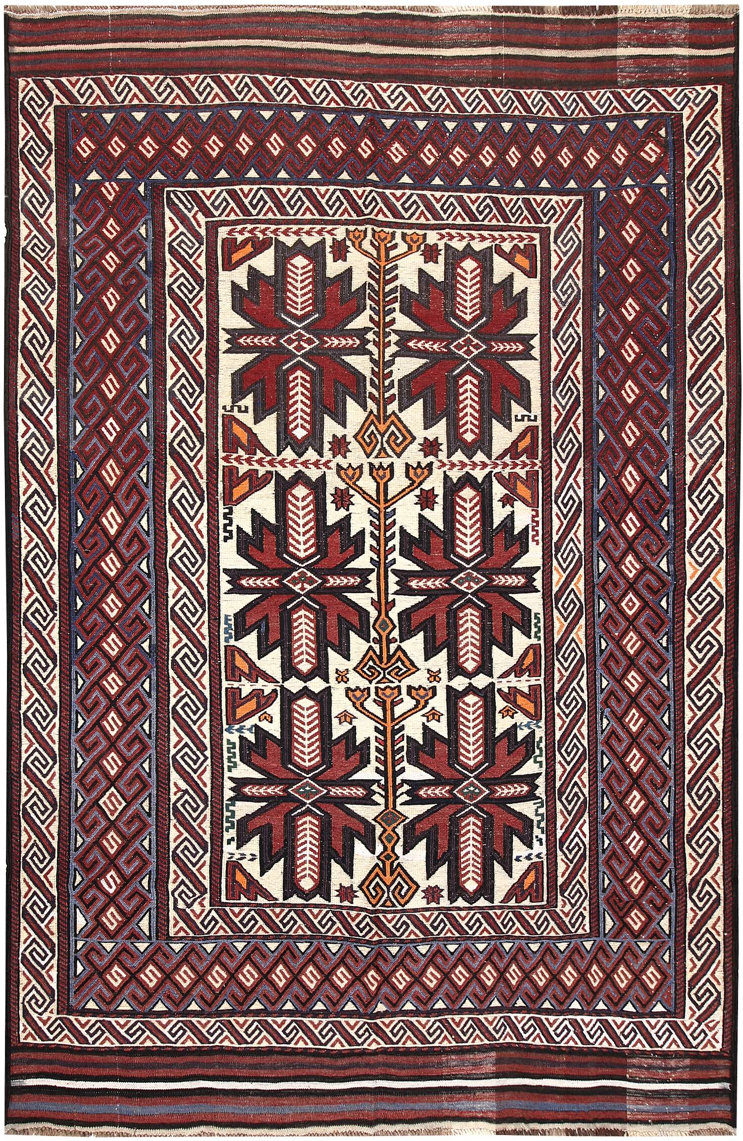 6' x 9' Ivory Handmade Saghari Kilim Rug Rectangular