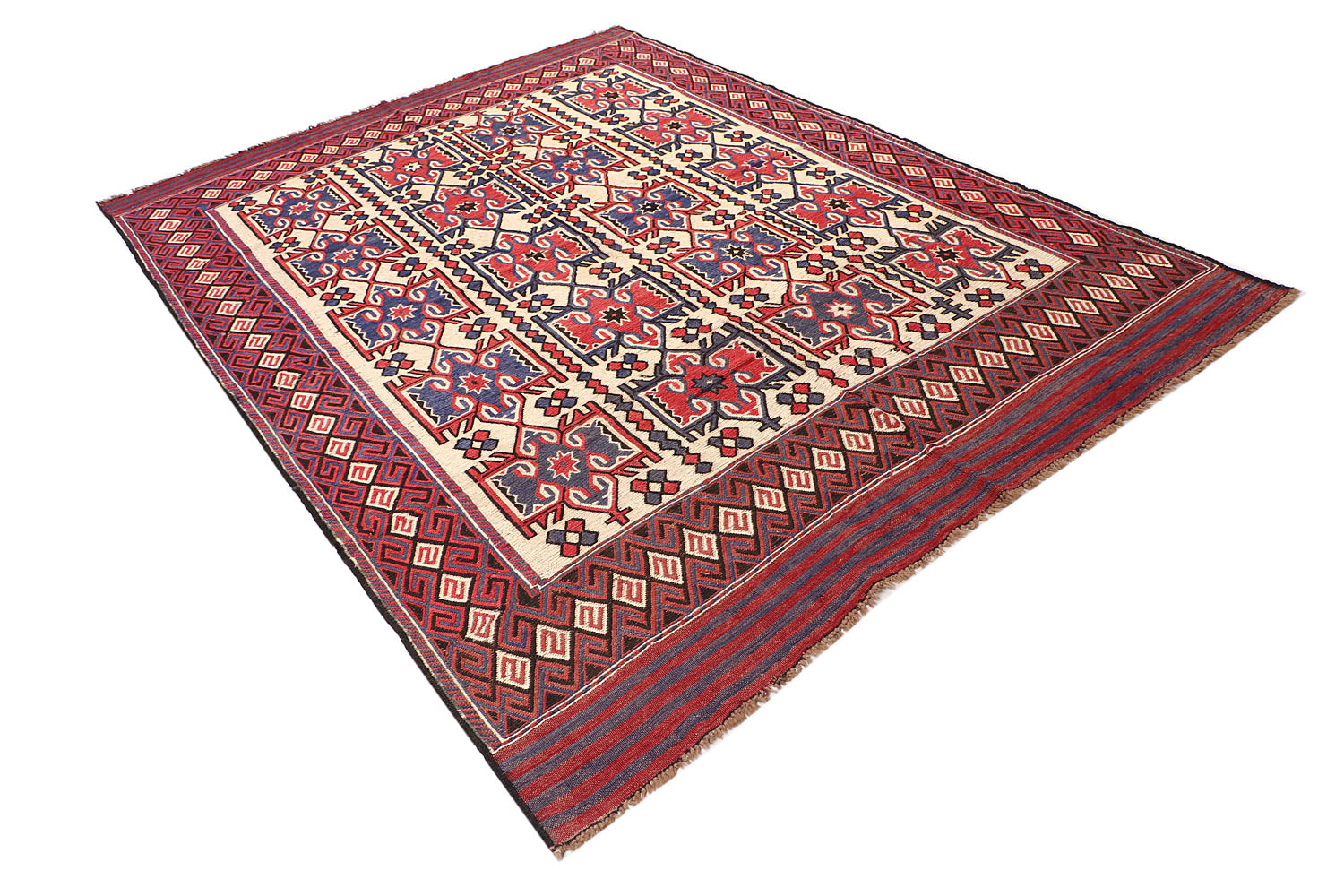 6' x 9' Ivory Handmade Saghari Kilim Rug Rectangular