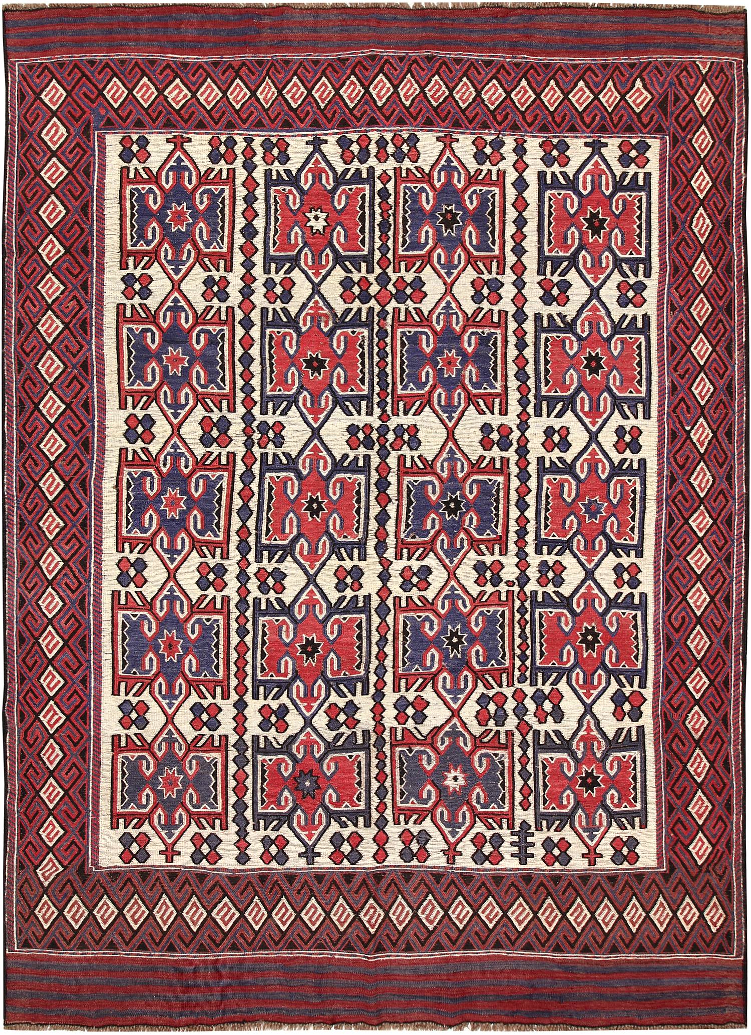 6' x 9' Ivory Handmade Saghari Kilim Rug Rectangular