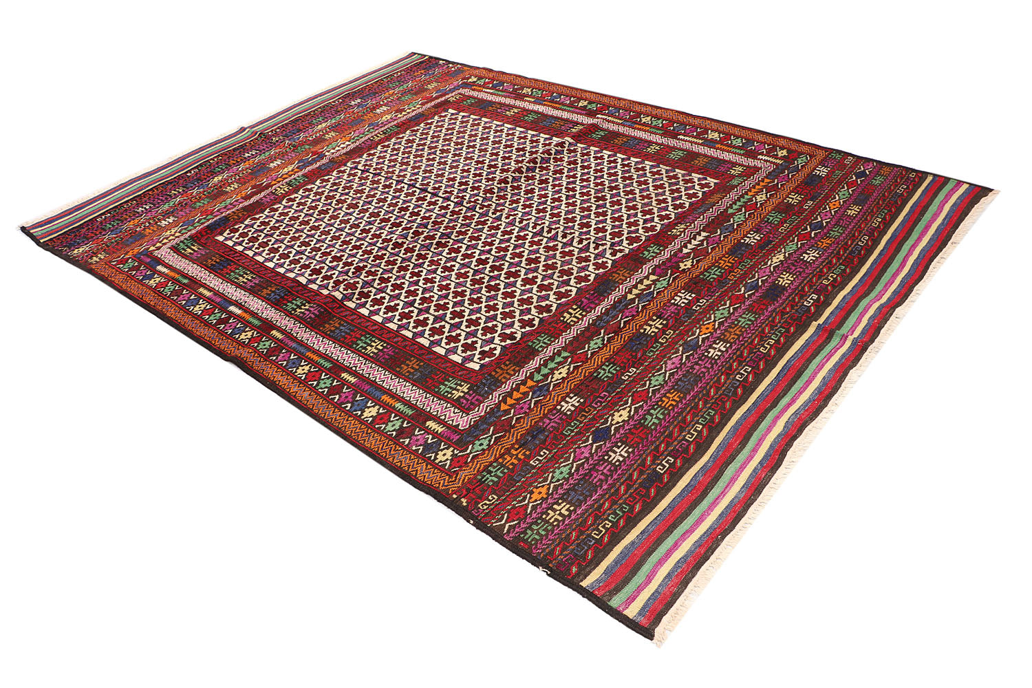 6' x 9' Ivory Handmade Saghari Kilim Rug Rectangular
