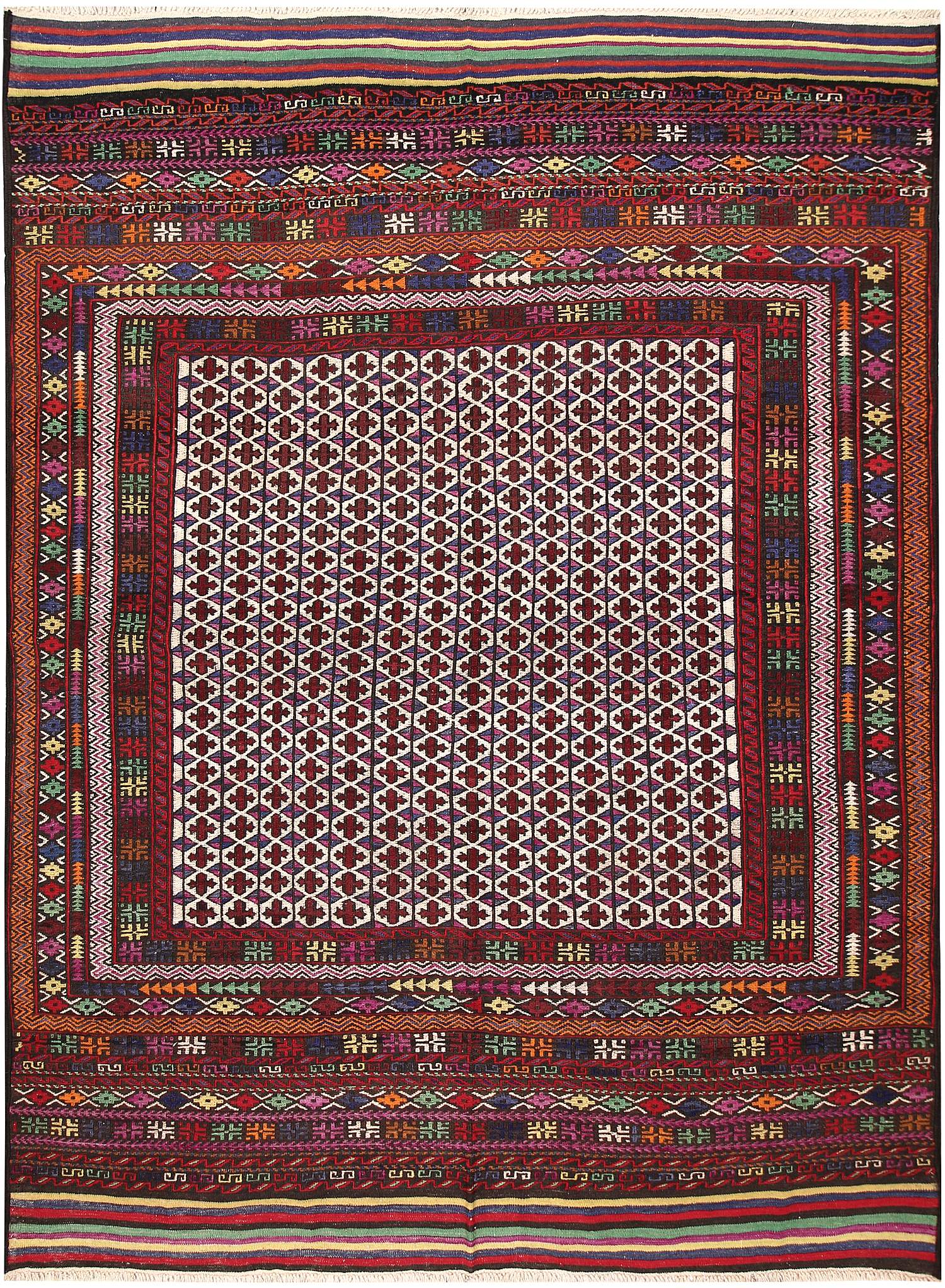 6' x 9' Ivory Handmade Saghari Kilim Rug Rectangular