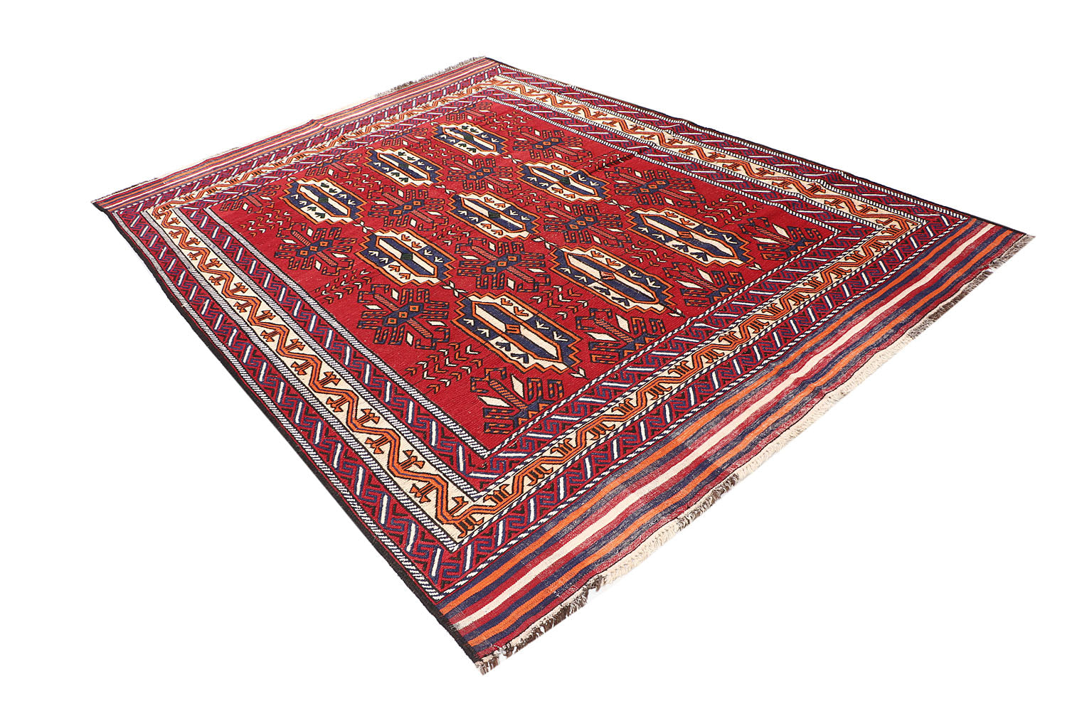 6' x 9' Red Handmade Saghari Kilim Rug Rectangular