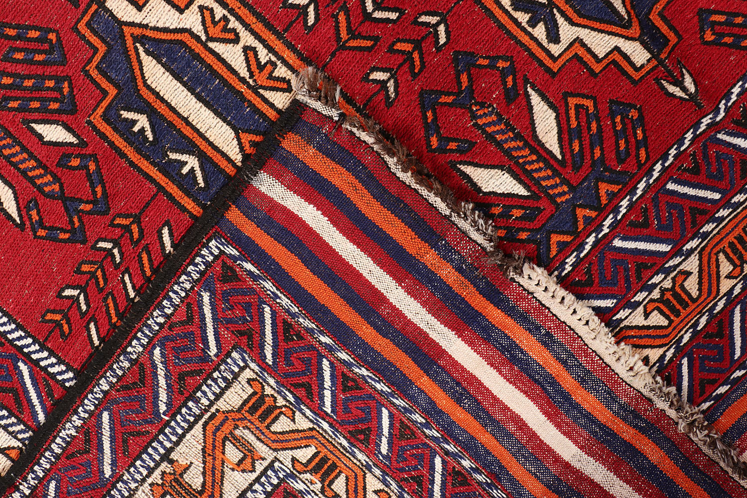 6' x 9' Red Handmade Saghari Kilim Rug Rectangular