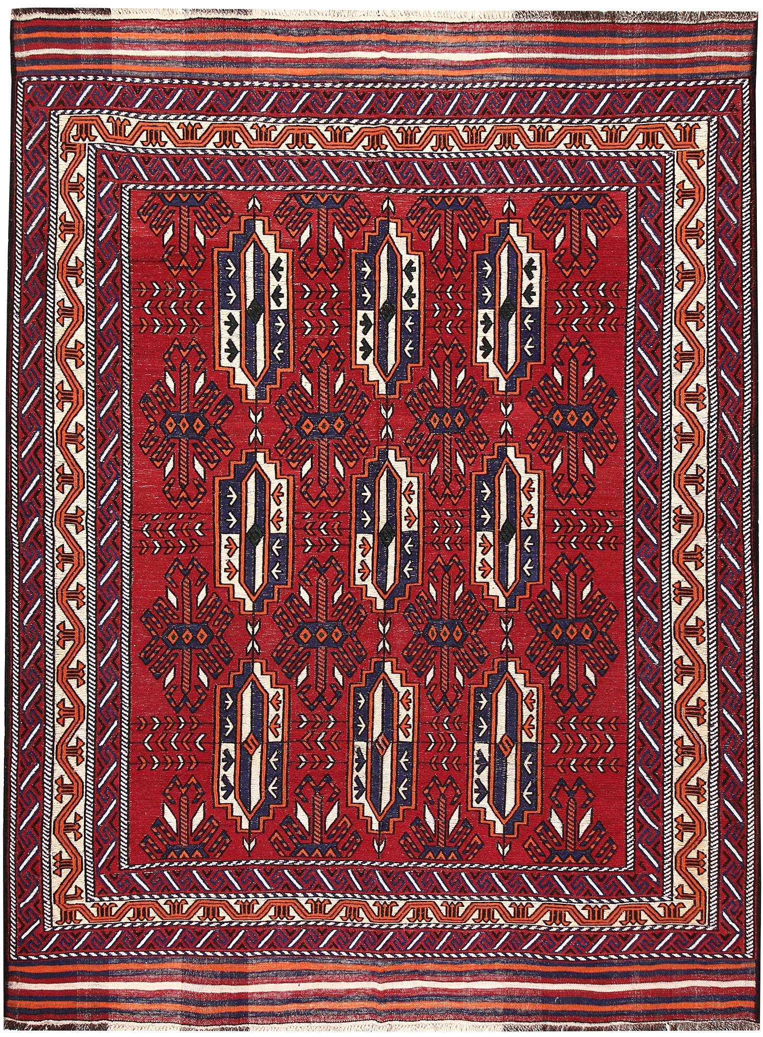 6' x 9' Red Handmade Saghari Kilim Rug Rectangular