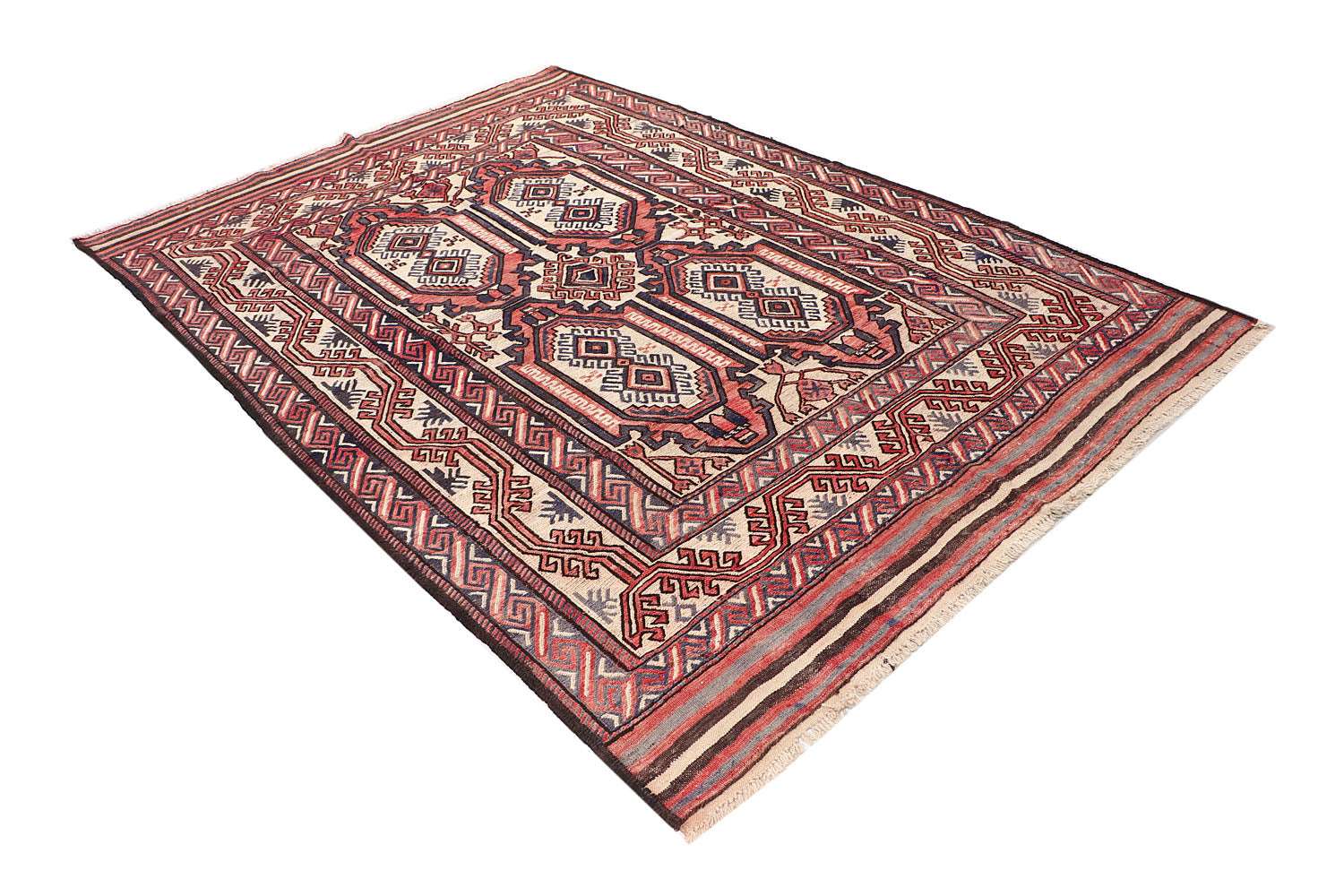 6' x 9' Ivory Handmade Saghari Kilim Rug Rectangular