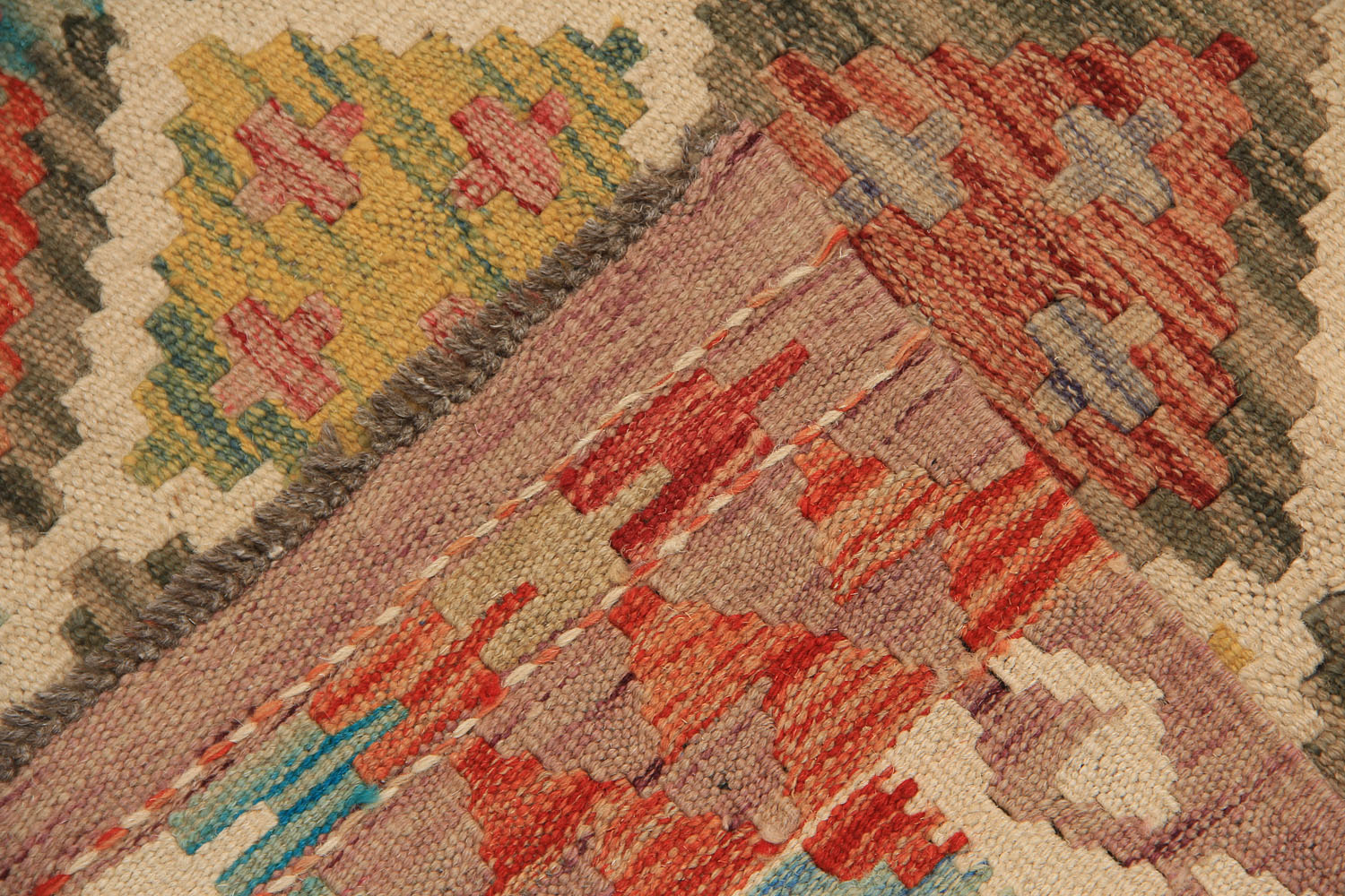 2' 6" x 4' Multy Handmade Veggie Dye Kilim Rug Rectangular