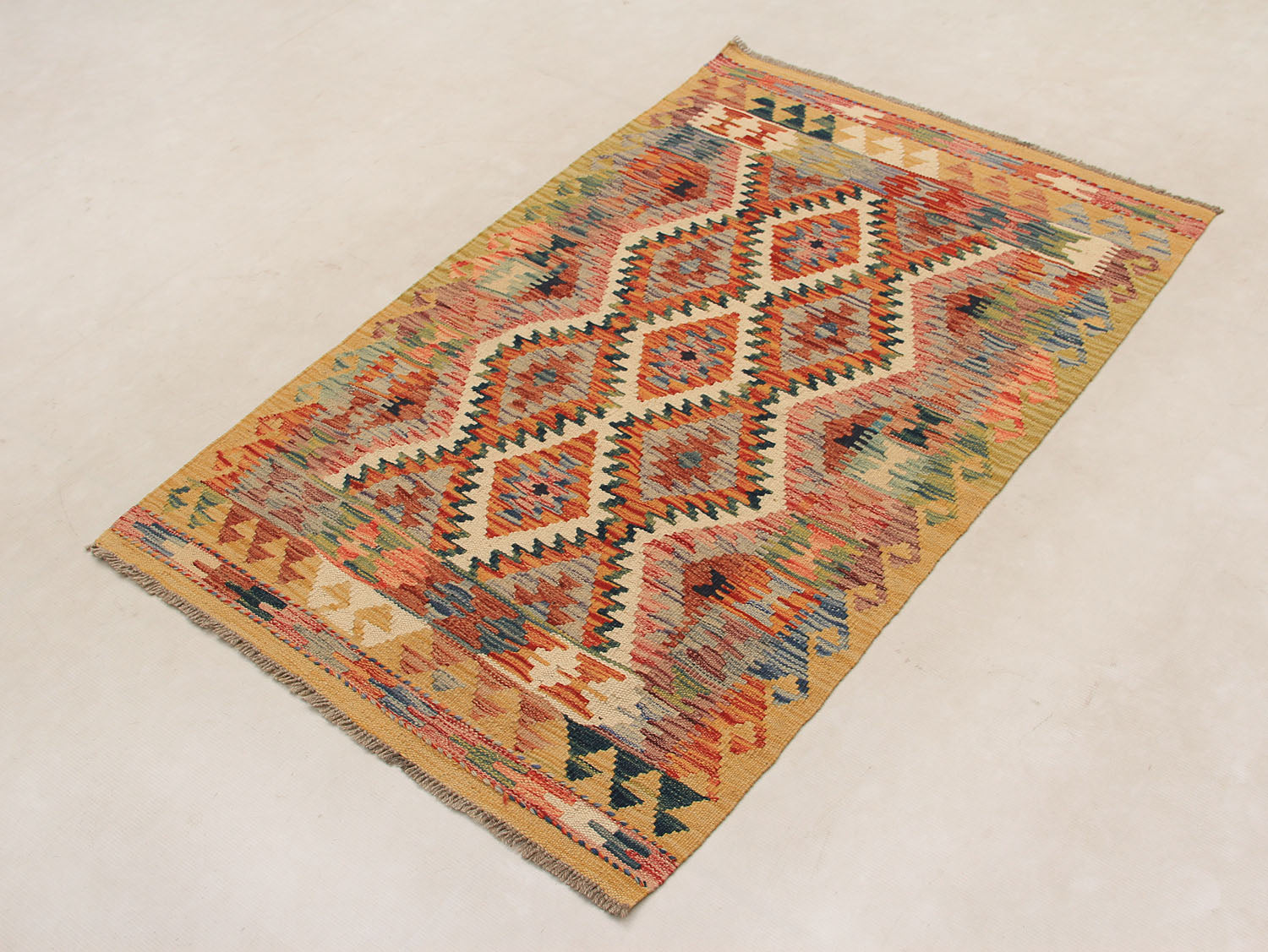 3' X 4' Multy Handmade Veggie Dye Kilim Rug Rectangular