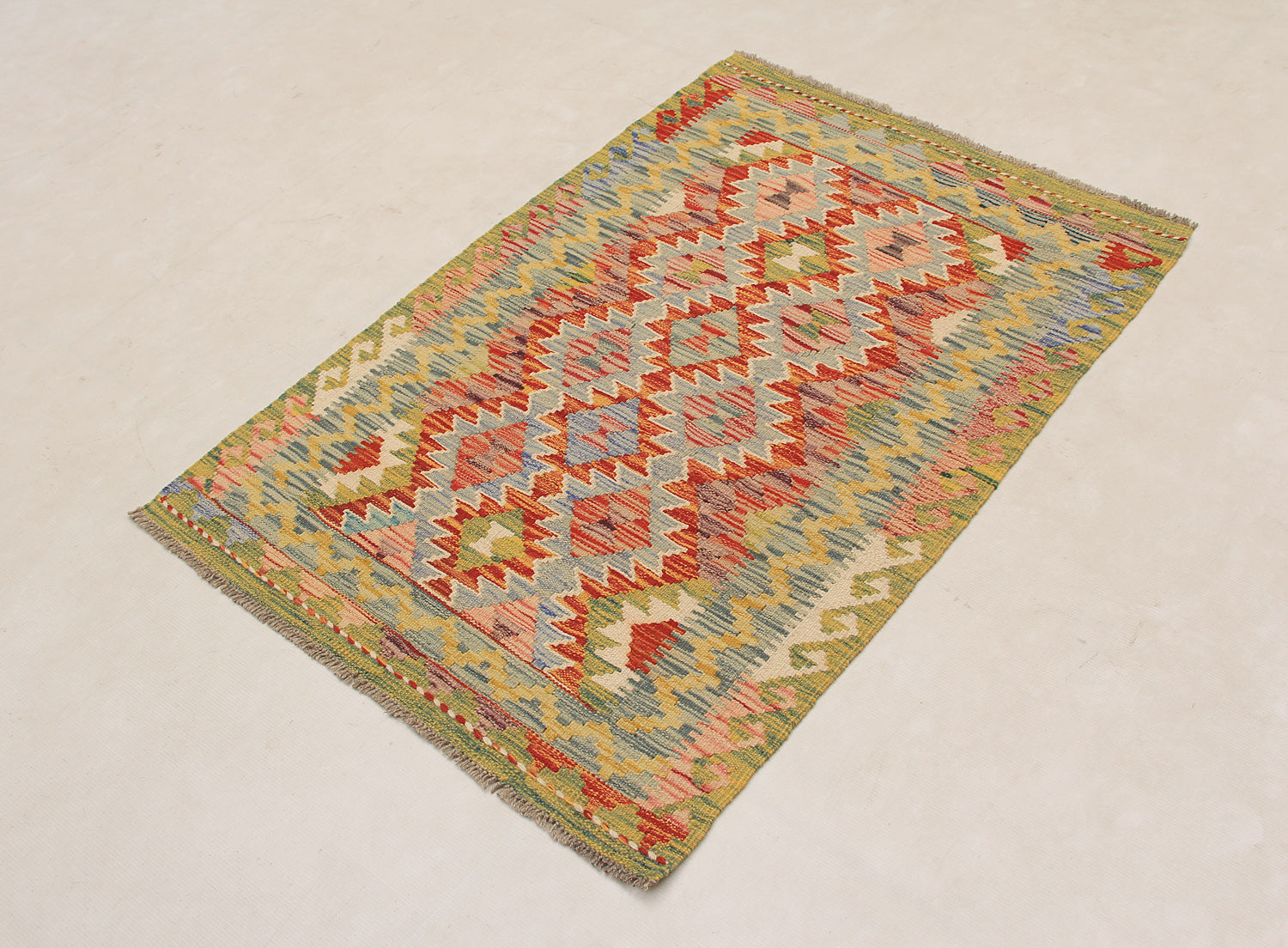 2' 6" x 4' Multy Handmade Veggie Dye Kilim Rug Rectangular