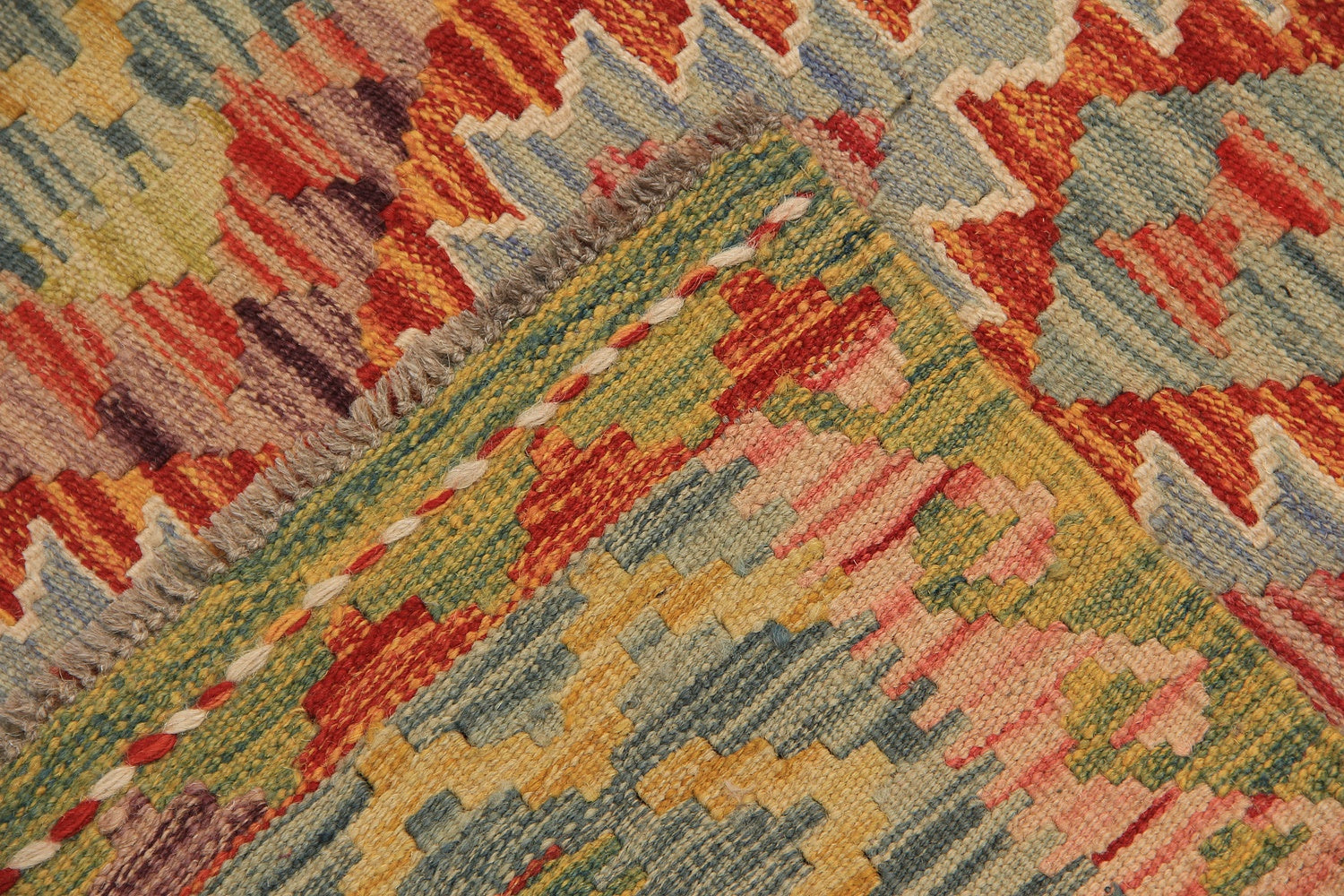 2' 6" x 4' Multy Handmade Veggie Dye Kilim Rug Rectangular