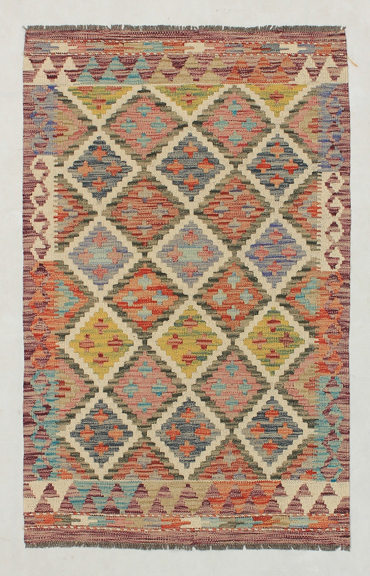 2' 6" x 4' Multy Handmade Veggie Dye Kilim Rug Rectangular