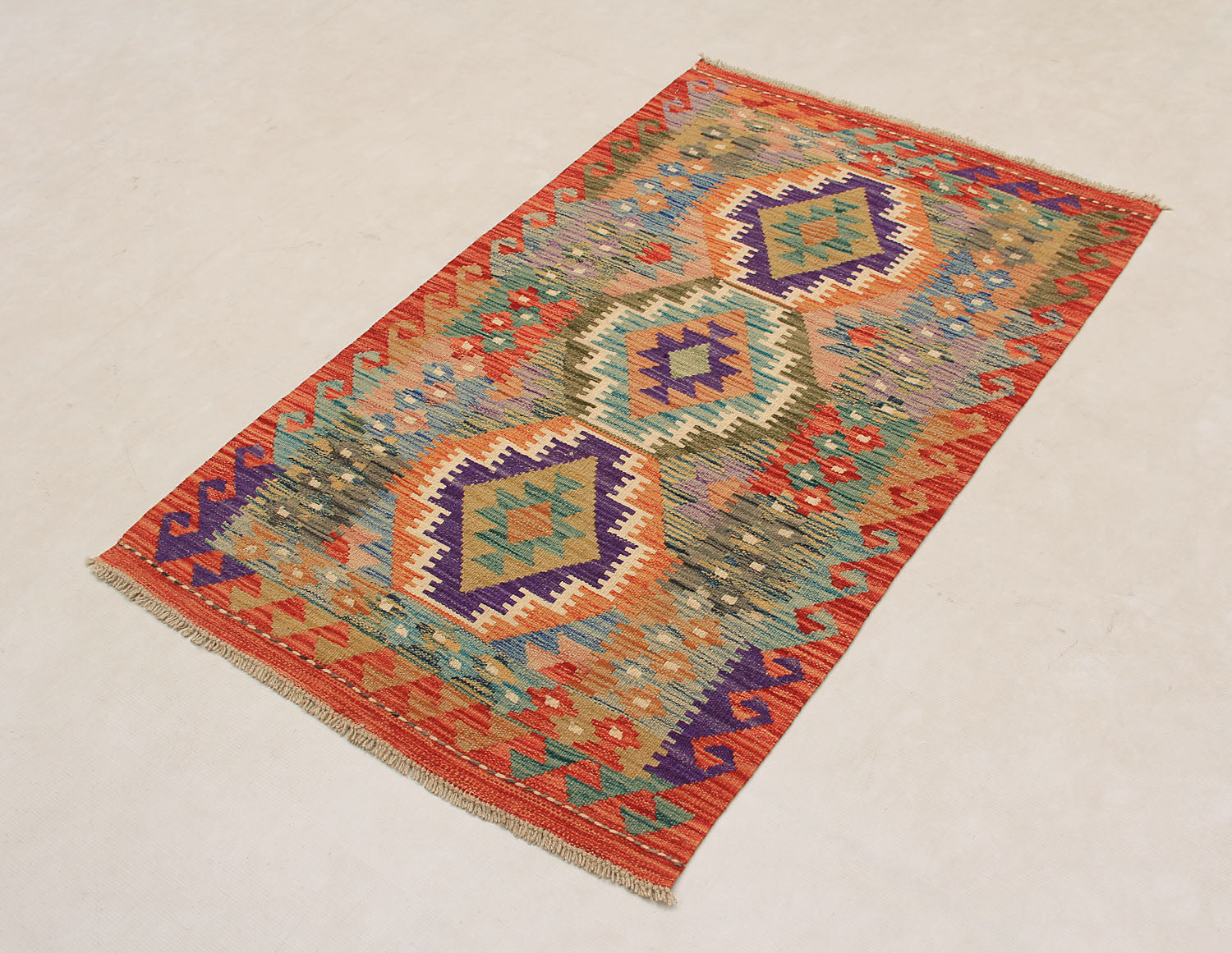3' X 4' Multy Handmade Veggie Dye Kilim Rug Rectangular