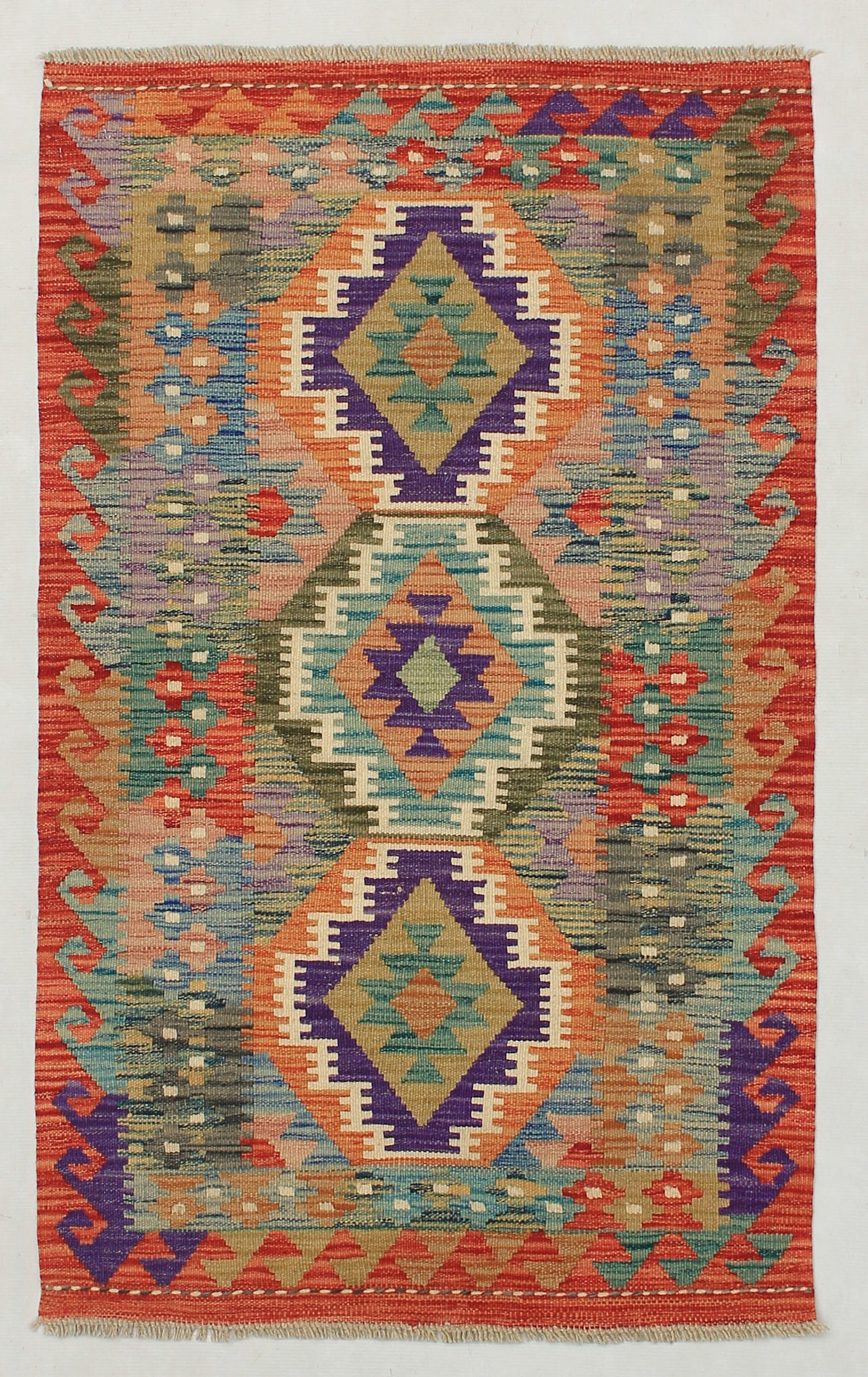 3' X 4' Multy Handmade Veggie Dye Kilim Rug Rectangular
