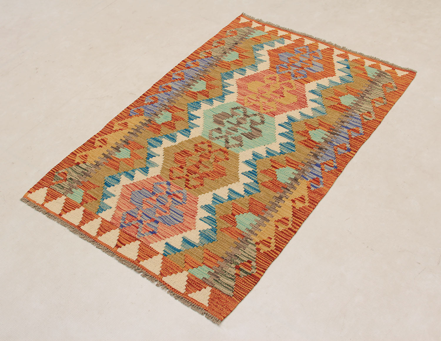 2' 6" x 4' Multy Handmade Veggie Dye Kilim Rug Rectangular