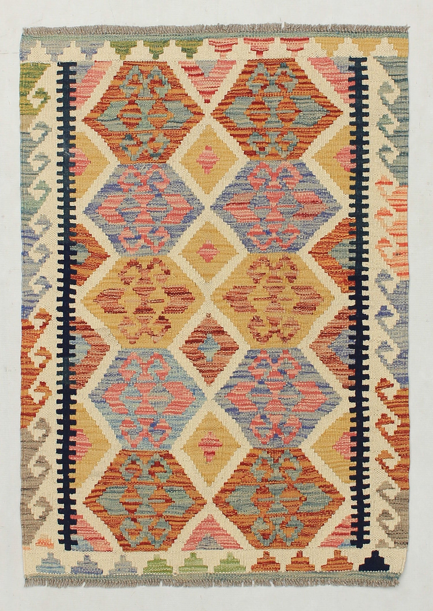 2' 6" x 4' Multy Handmade Veggie Dye Kilim Rug Rectangular