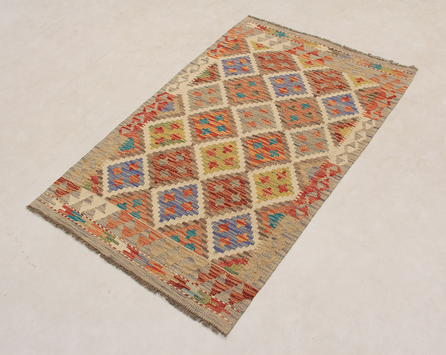 2' 6" x 4' Multy Handmade Veggie Dye Kilim Rug Rectangular