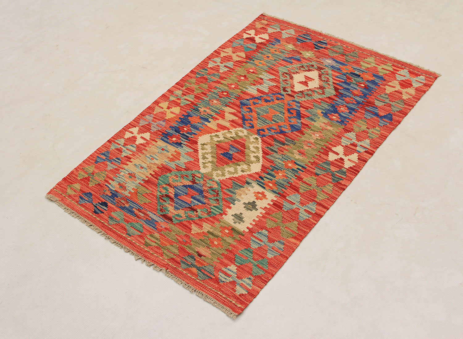 2' 6" x 4' Multy Handmade Veggie Dye Kilim Rug Rectangular