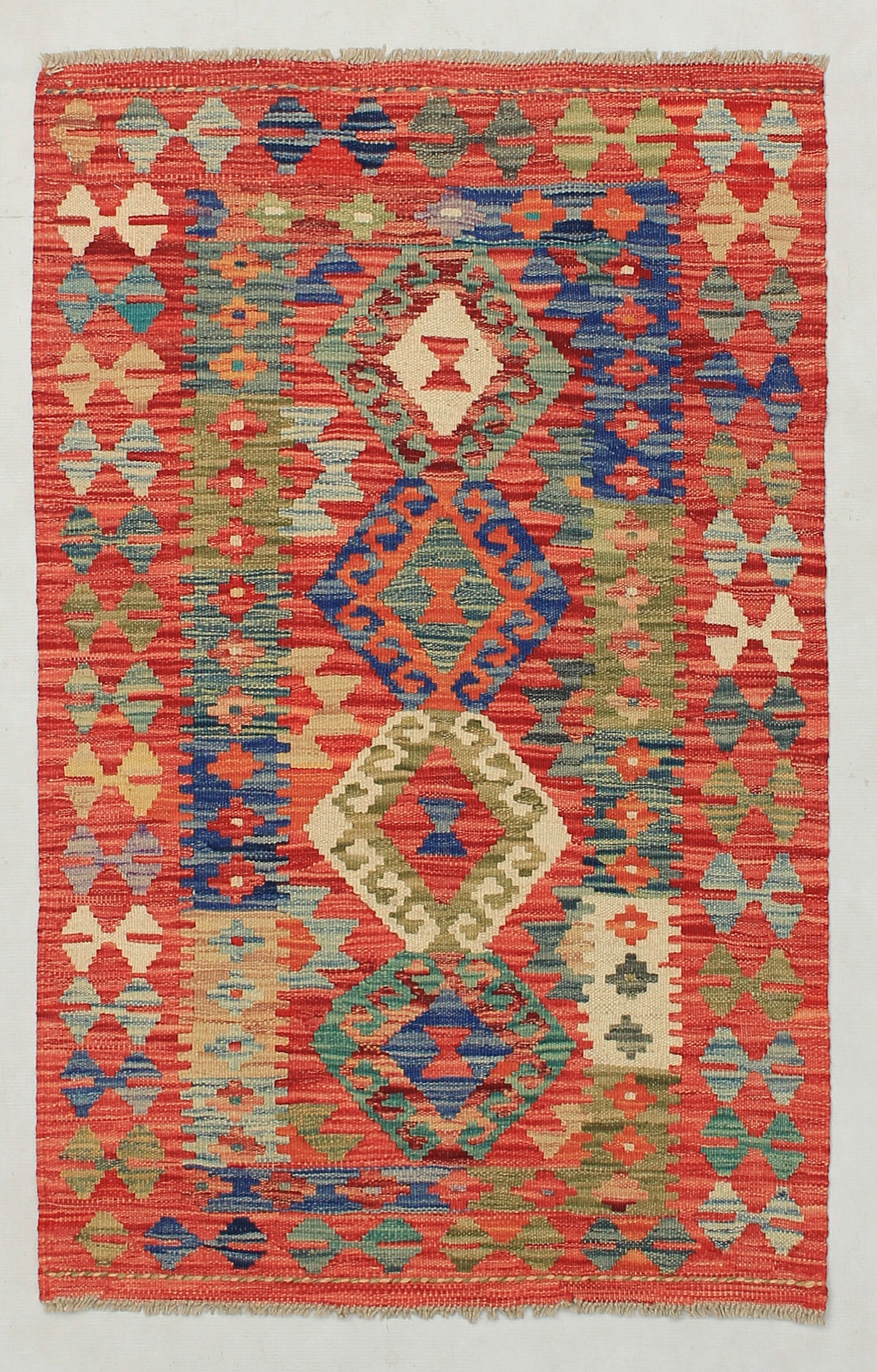 2' 6" x 4' Multy Handmade Veggie Dye Kilim Rug Rectangular