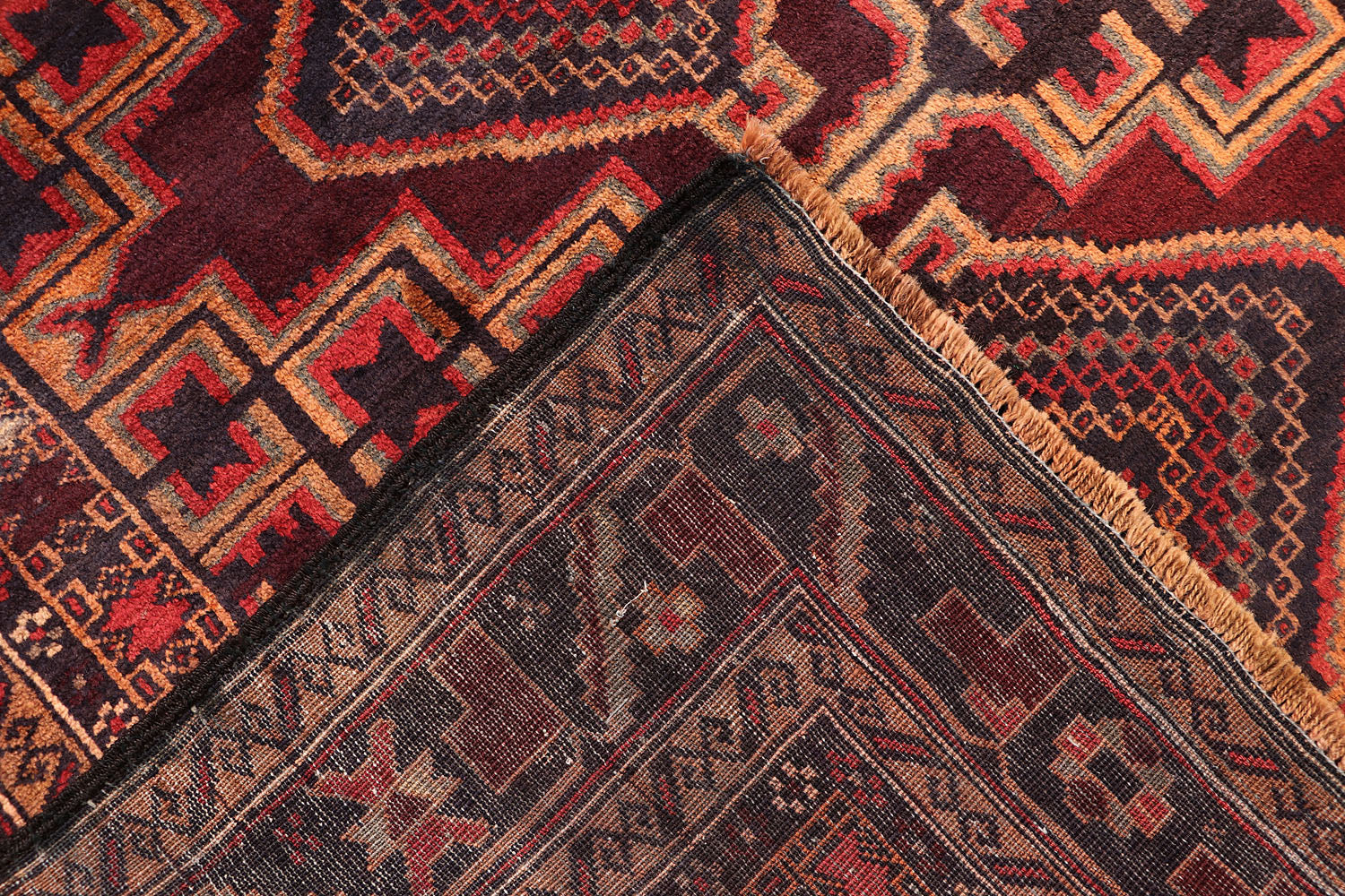 4' 6" x 6' 6 Brown Handmade Adraskan Baluchi Afghan Rug Rectangular