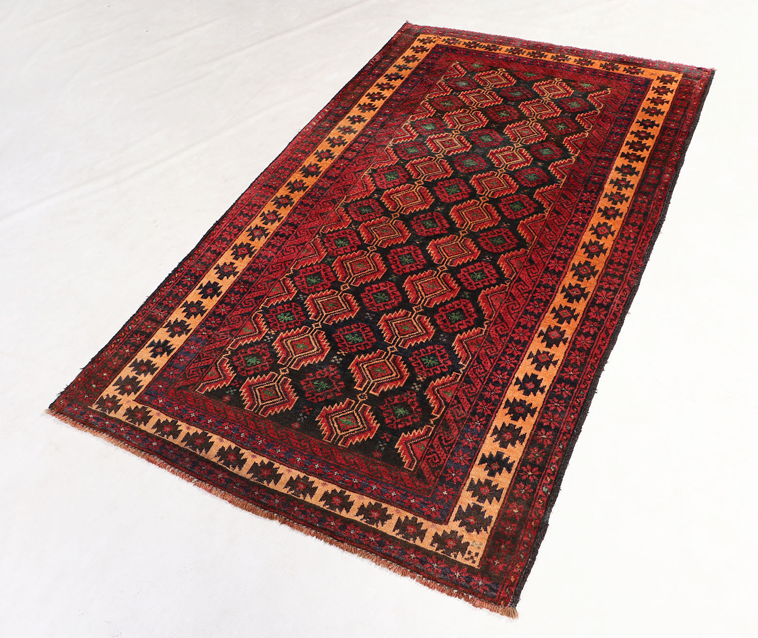 4' x 6' Black Handmade Adraskan Baluchi Afghan Rug Rectangular