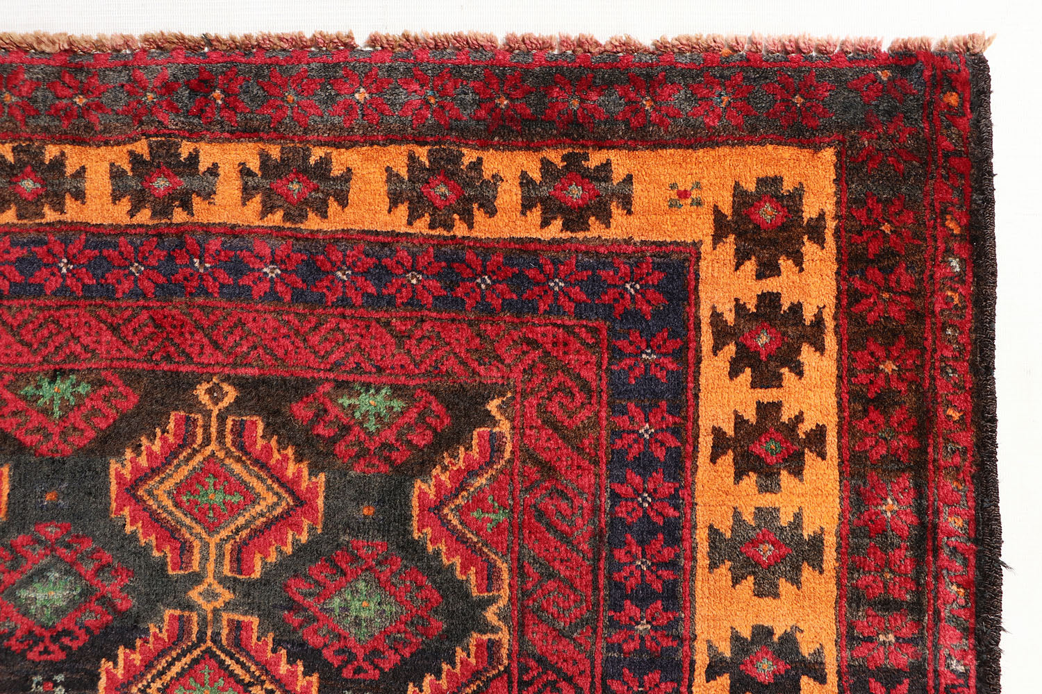 4' x 6' Black Handmade Adraskan Baluchi Afghan Rug Rectangular