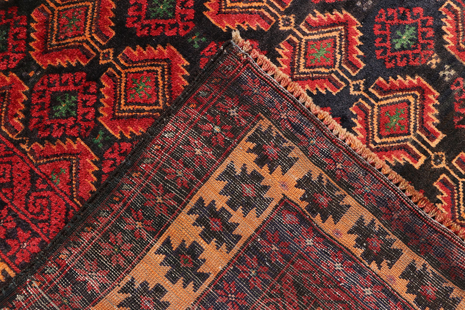 4' x 6' Black Handmade Adraskan Baluchi Afghan Rug Rectangular