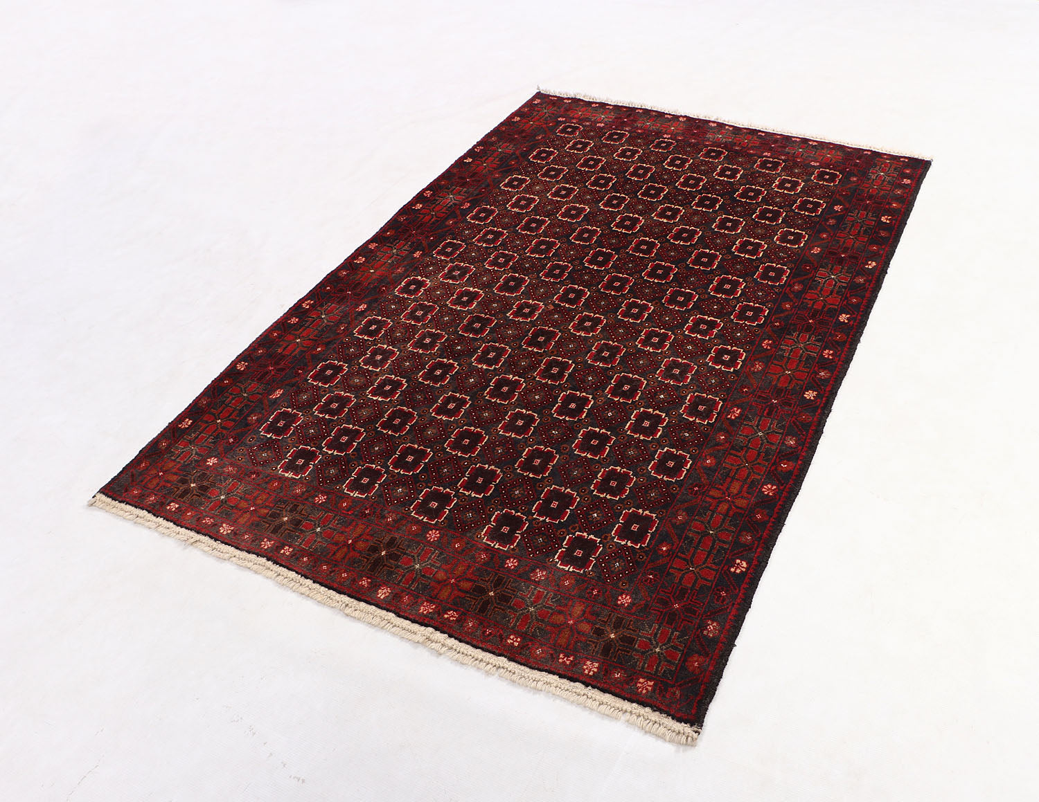 4' 6" x 6' 6 Black Handmade Adraskan Baluchi Afghan Rug Rectangular