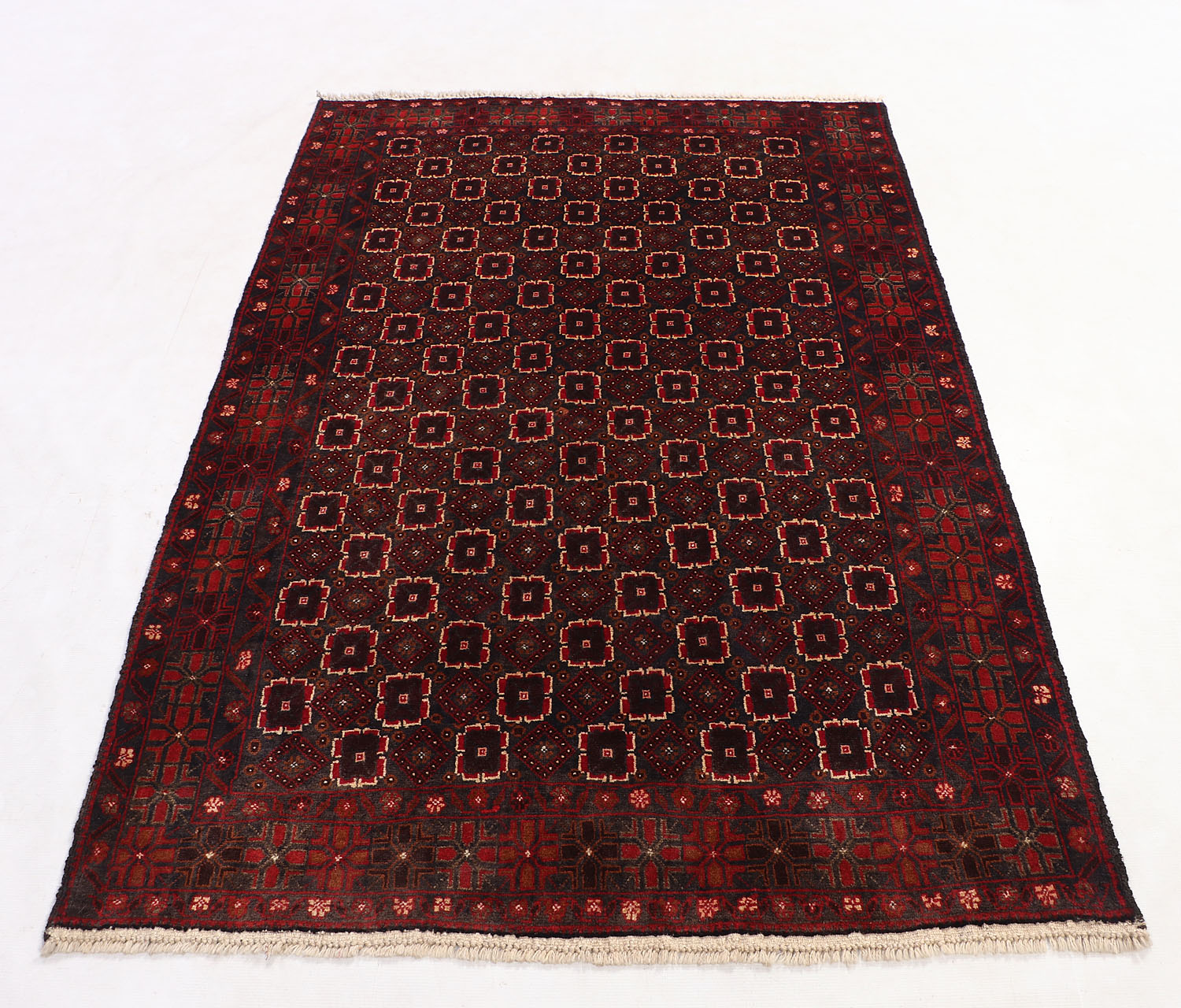 4' 6" x 6' 6 Black Handmade Adraskan Baluchi Afghan Rug Rectangular