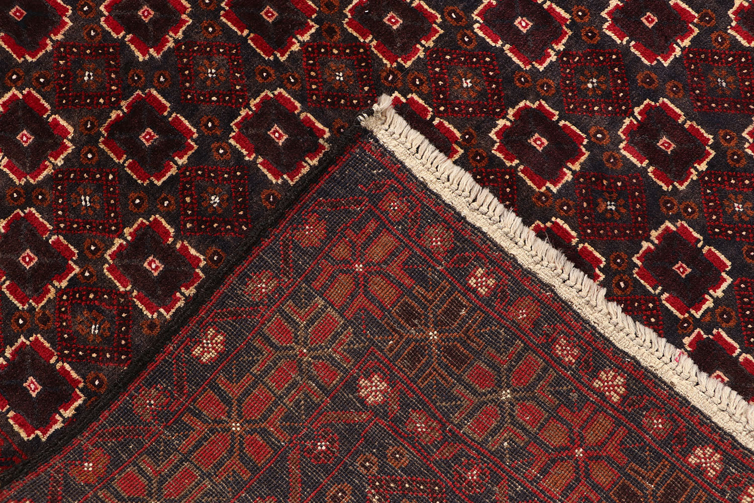 4' 6" x 6' 6 Black Handmade Adraskan Baluchi Afghan Rug Rectangular
