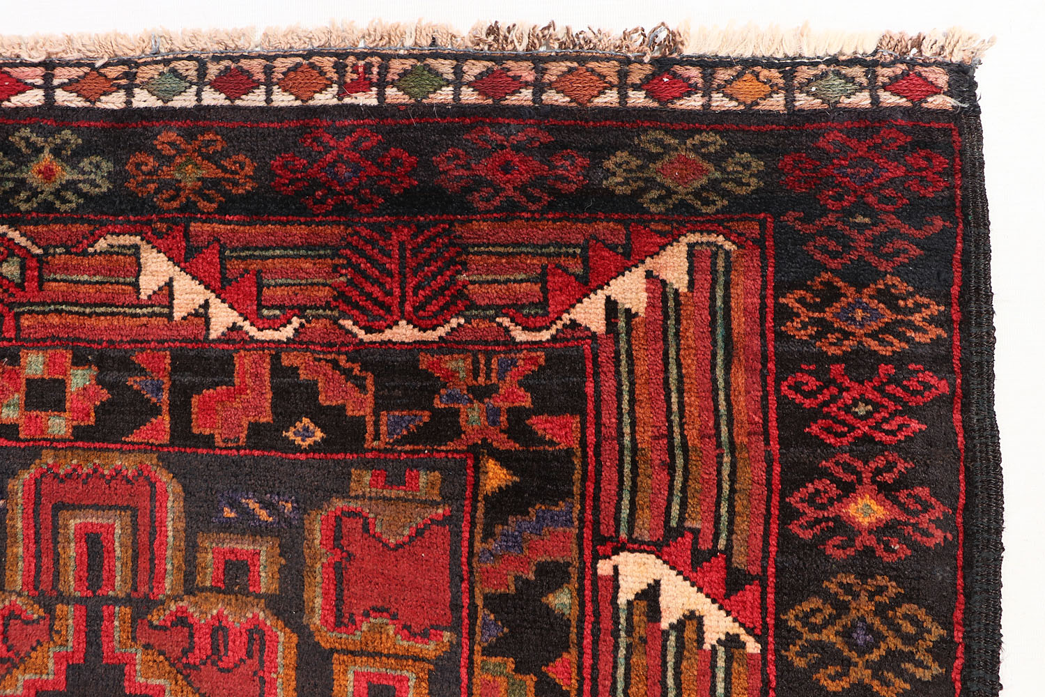 3' x 5' Black Handmade Adraskan Baluchi Afghan Rug Rectangular