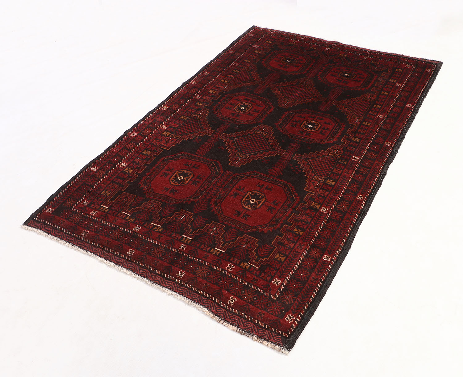 4' x 6' Black Handmade Adraskan Baluchi Afghan Rug Rectangular