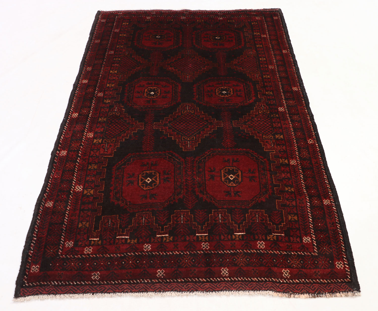4' x 6' Black Handmade Adraskan Baluchi Afghan Rug Rectangular