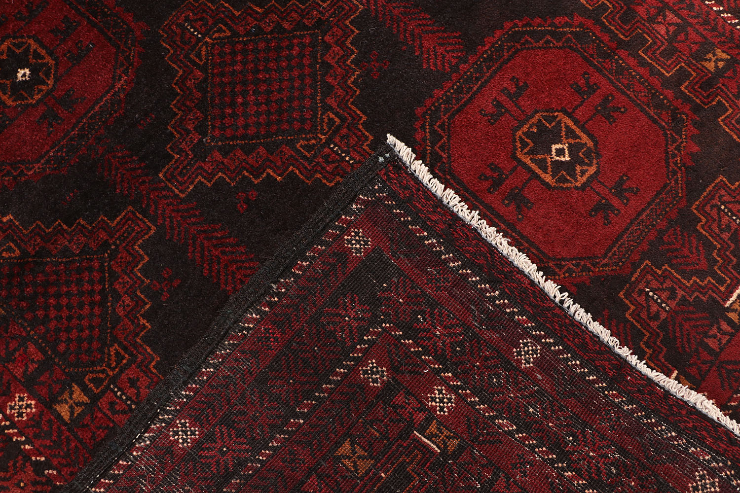 4' x 6' Black Handmade Adraskan Baluchi Afghan Rug Rectangular