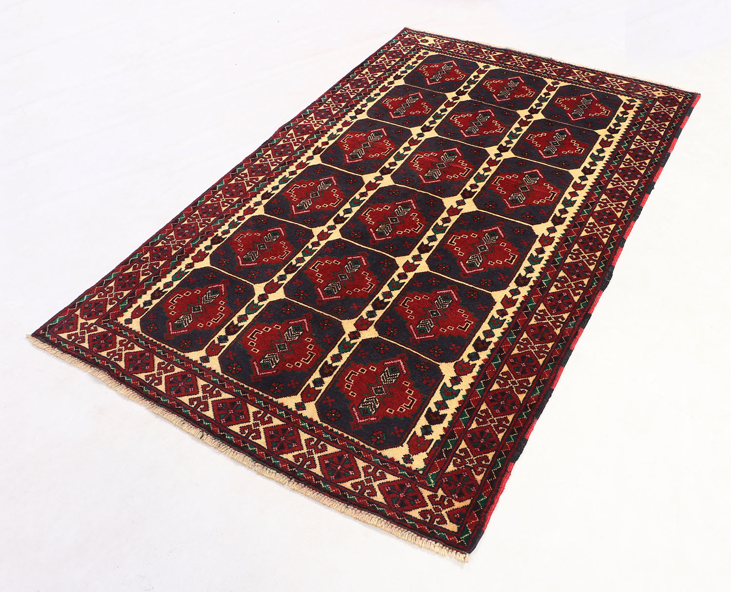 4' x 6' Ivory Handmade Adraskan Baluchi Afghan Rug Rectangular