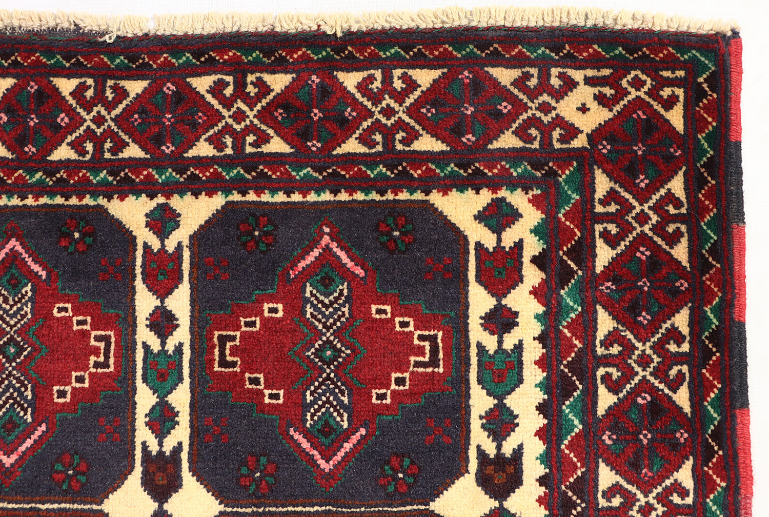 4' x 6' Ivory Handmade Adraskan Baluchi Afghan Rug Rectangular