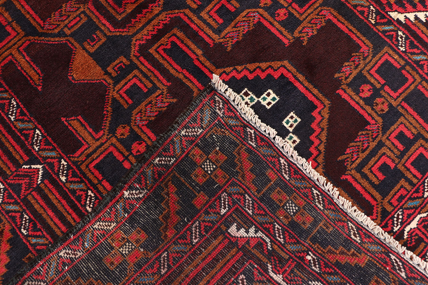3' 3" X 6' Brown Handmade Adraskan Baluchi Afghan Rug Rectangular
