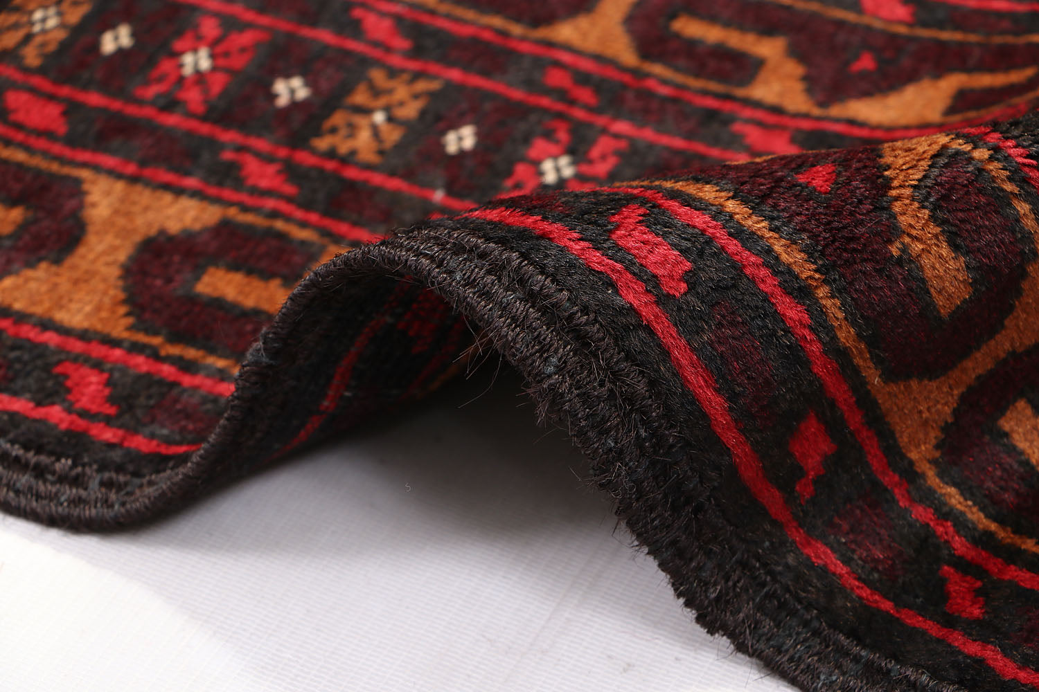 Black Handmade Adraskan Baluchi Afghan Rug Rectangular