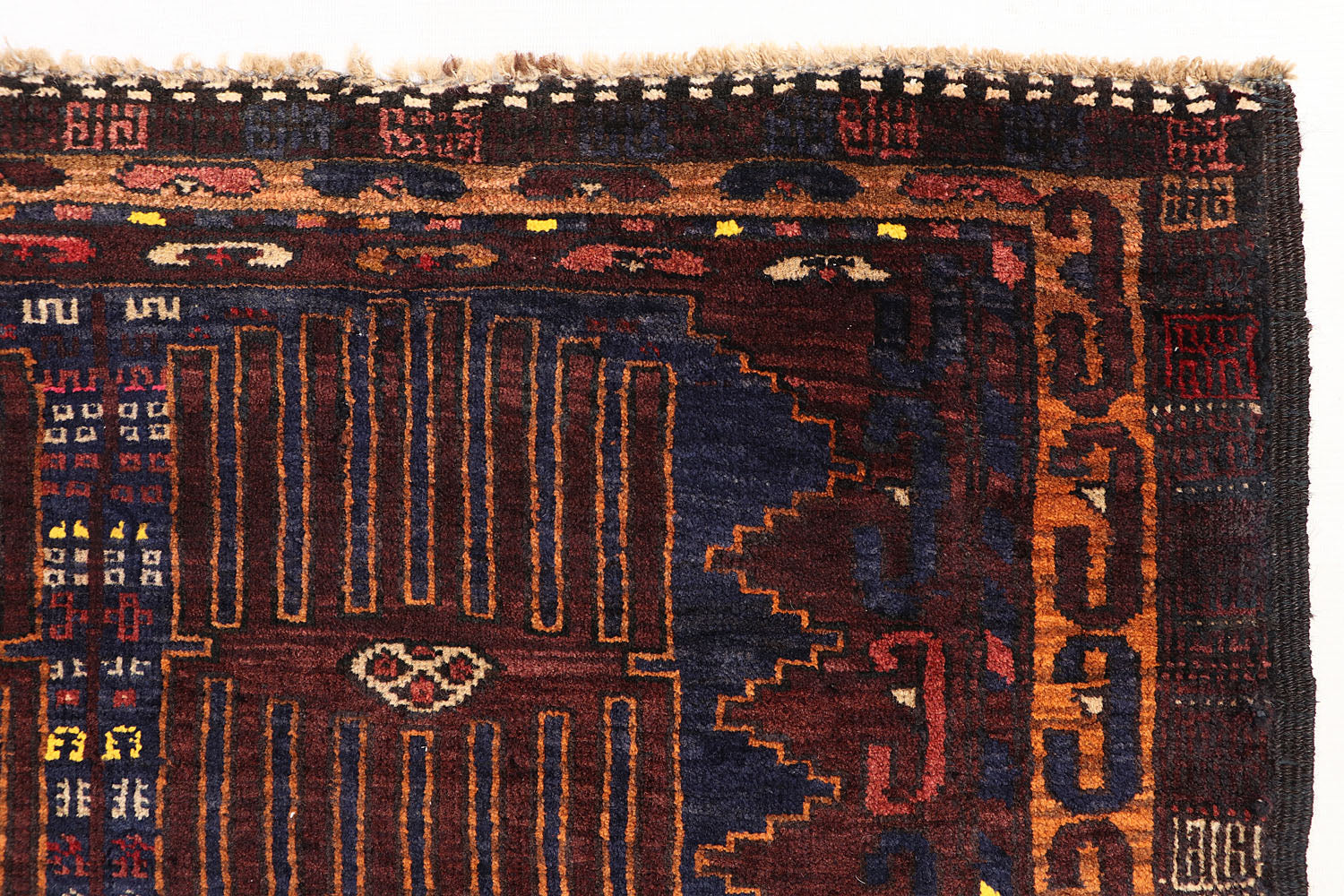 3' 3" X 6' Blue Handmade Adraskan Baluchi Afghan Rug Rectangular
