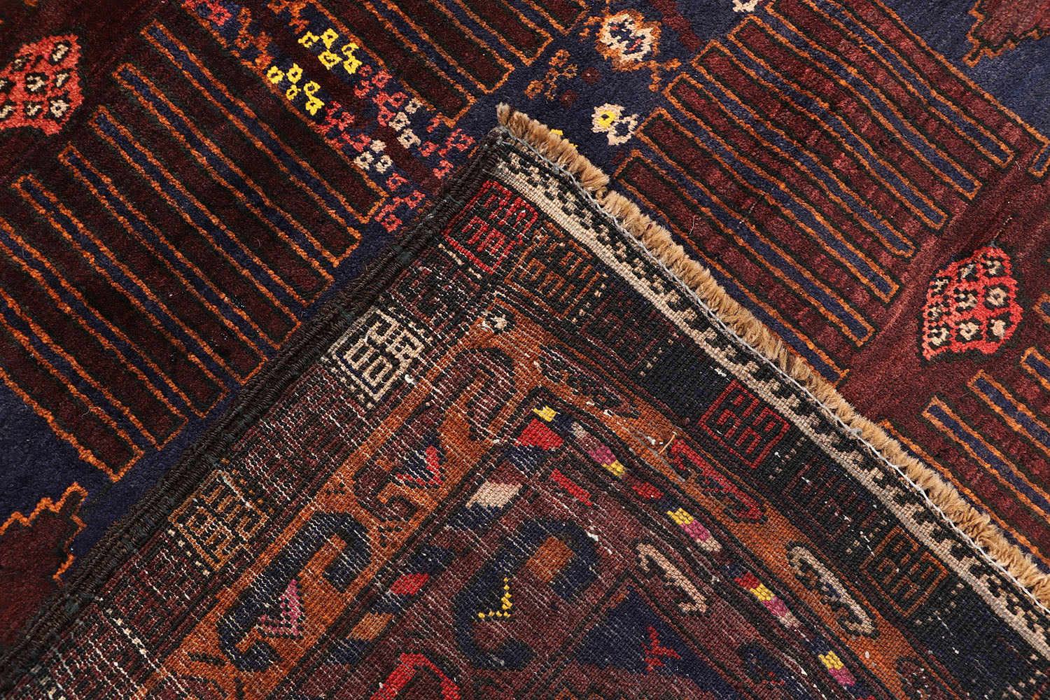 3' 3" X 6' Blue Handmade Adraskan Baluchi Afghan Rug Rectangular